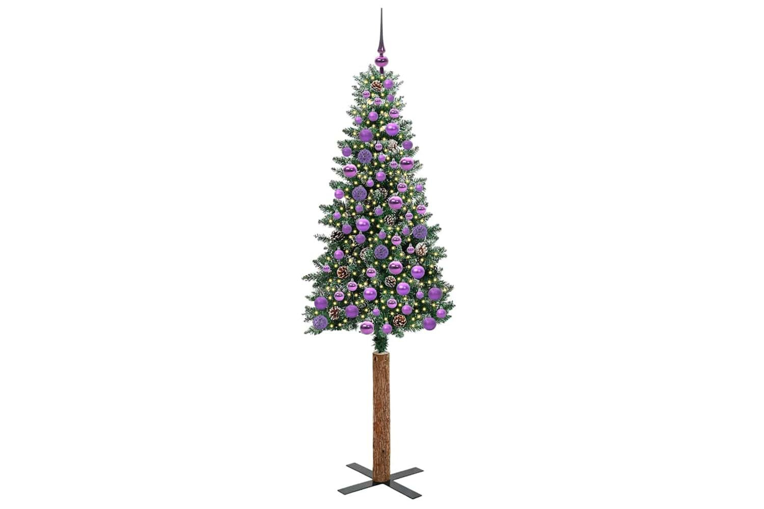 Vidaxl Slim Christmas Tree With 300 Leds Green And White 180 Cm-3