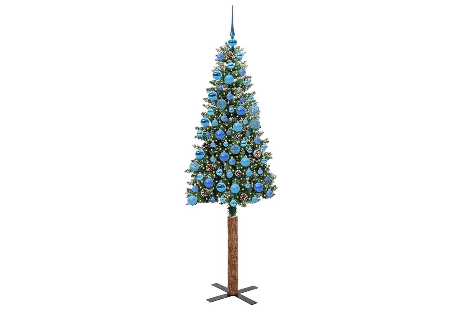 Vidaxl Slim Christmas Tree With 300 Leds Green And White 180 Cm-3