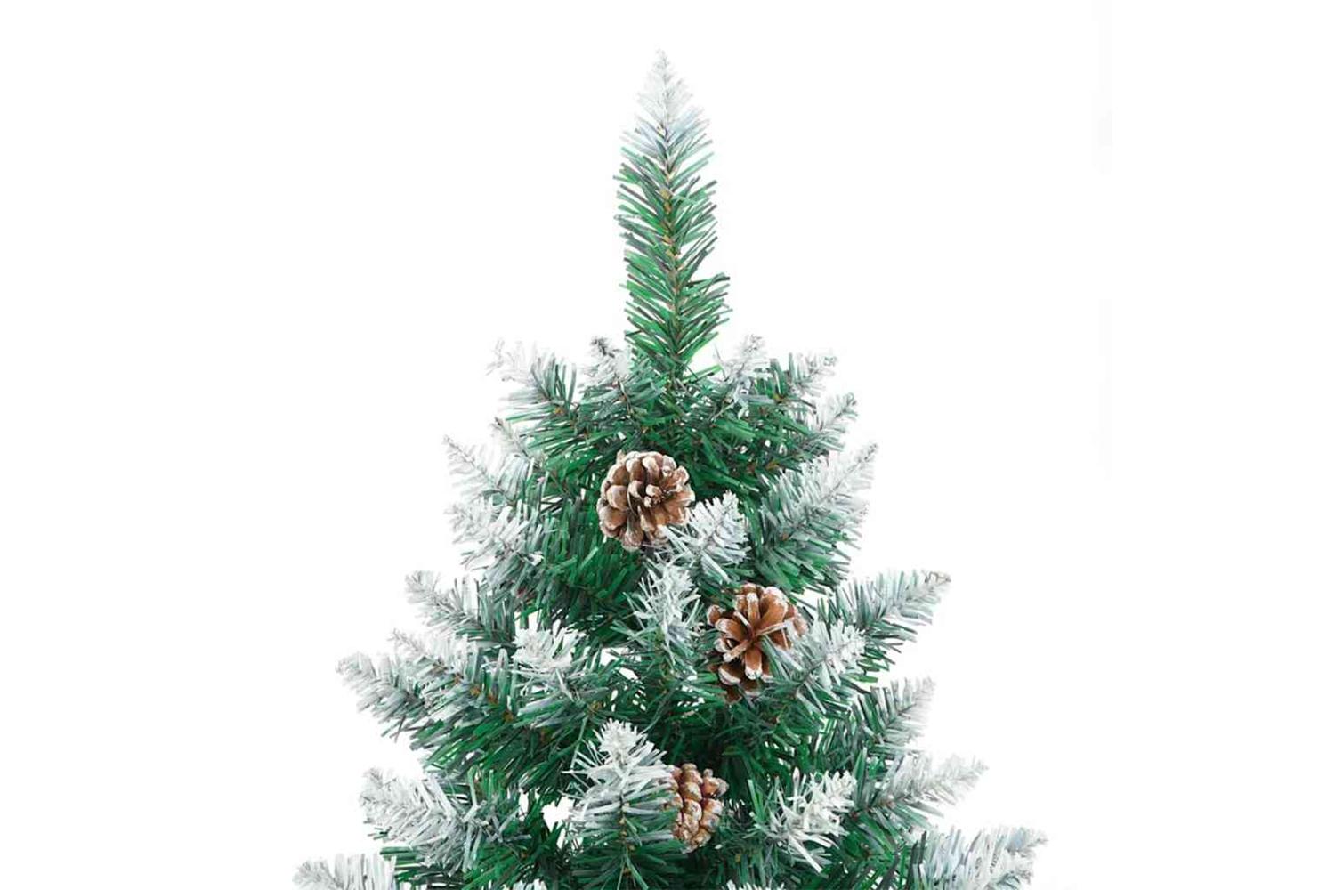 Vidaxl Slim Christmas Tree With 300 Leds Green And White 210 Cm-4