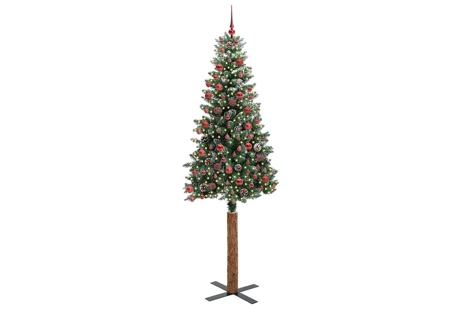Vidaxl Slim Christmas Tree With 300 Leds Green And White 210 Cm-2