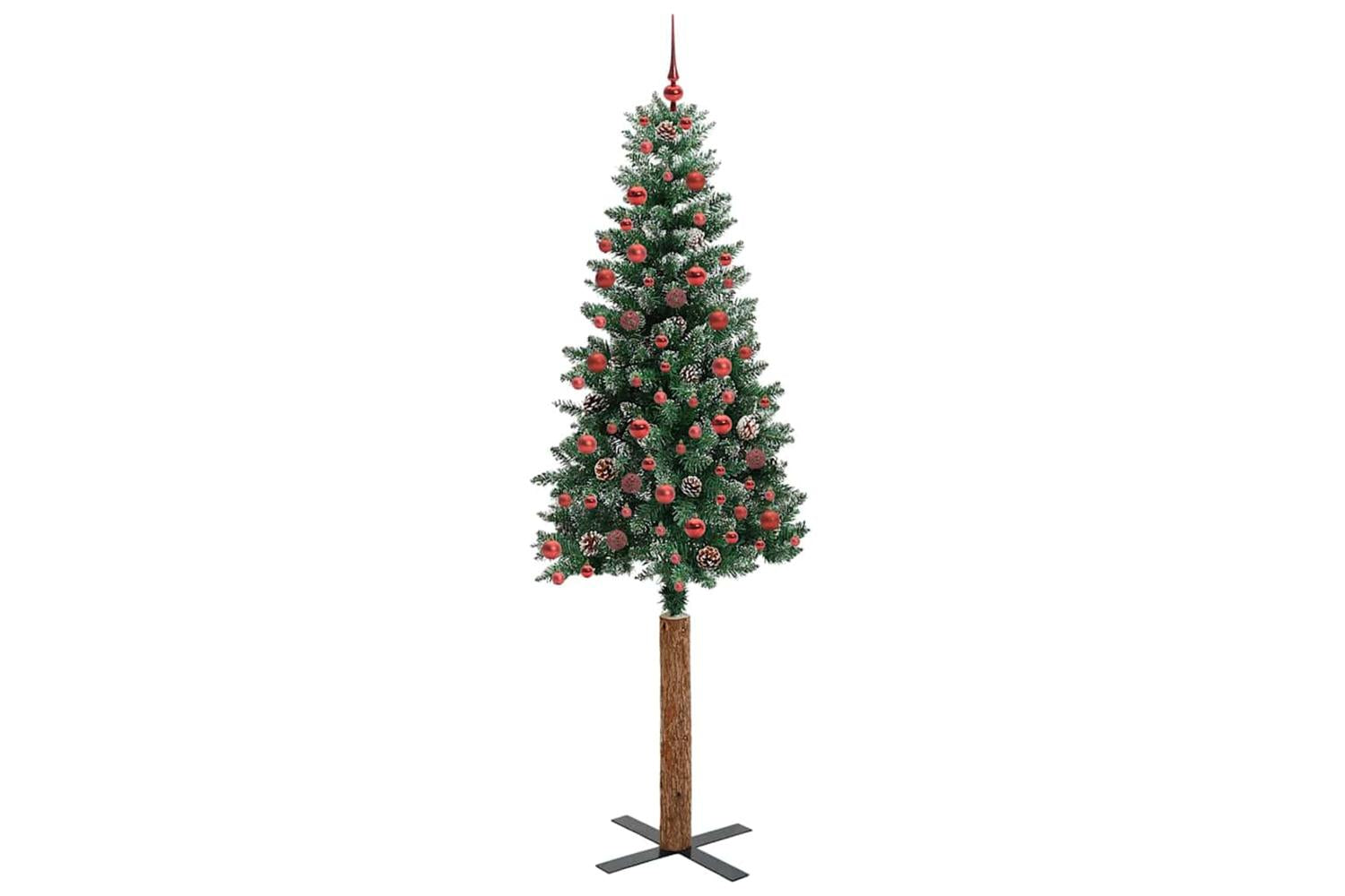 Vidaxl Slim Christmas Tree With 300 Leds Green And White 210 Cm-3