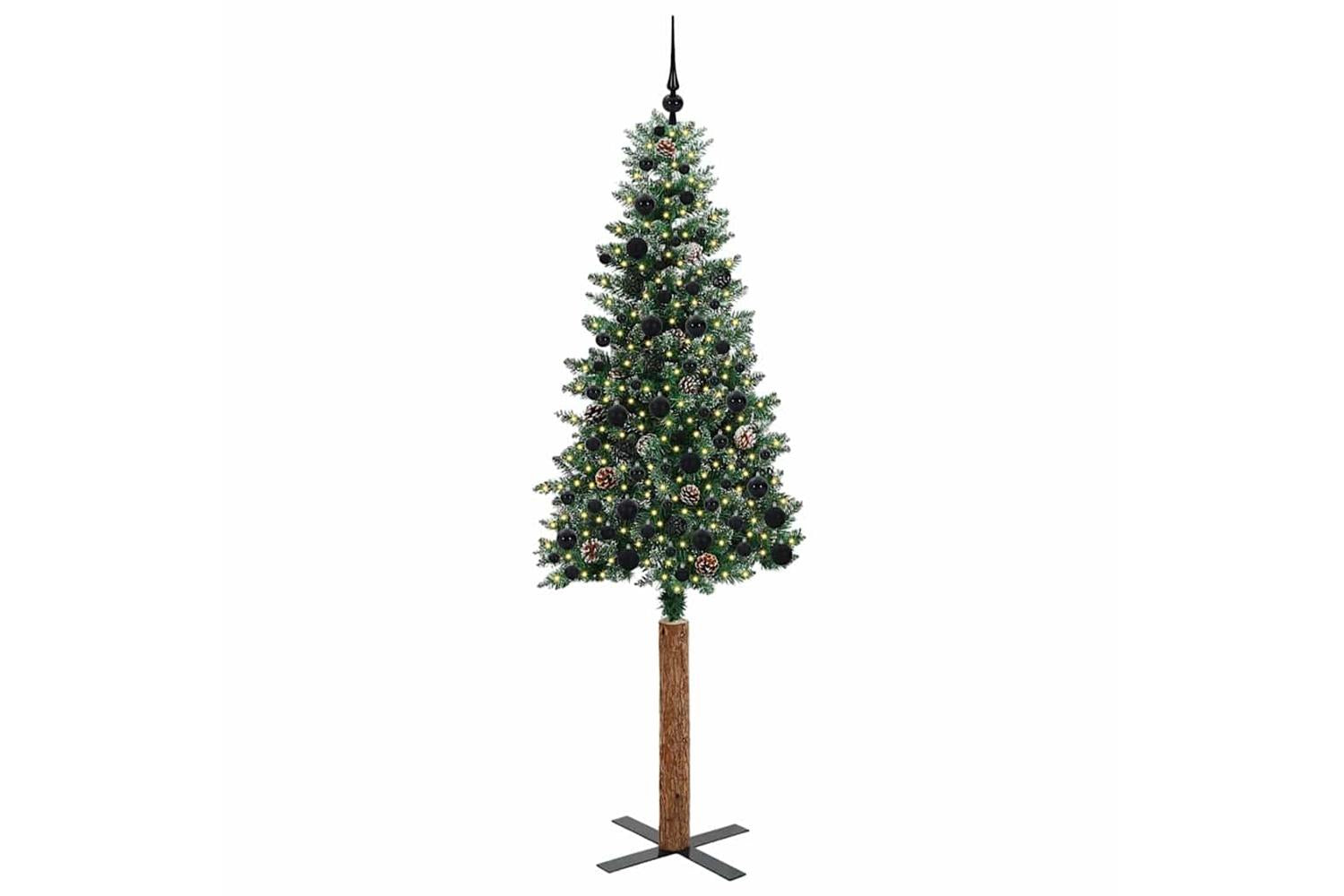 Vidaxl Slim Christmas Tree With 300 Leds Green And White 210 Cm-3