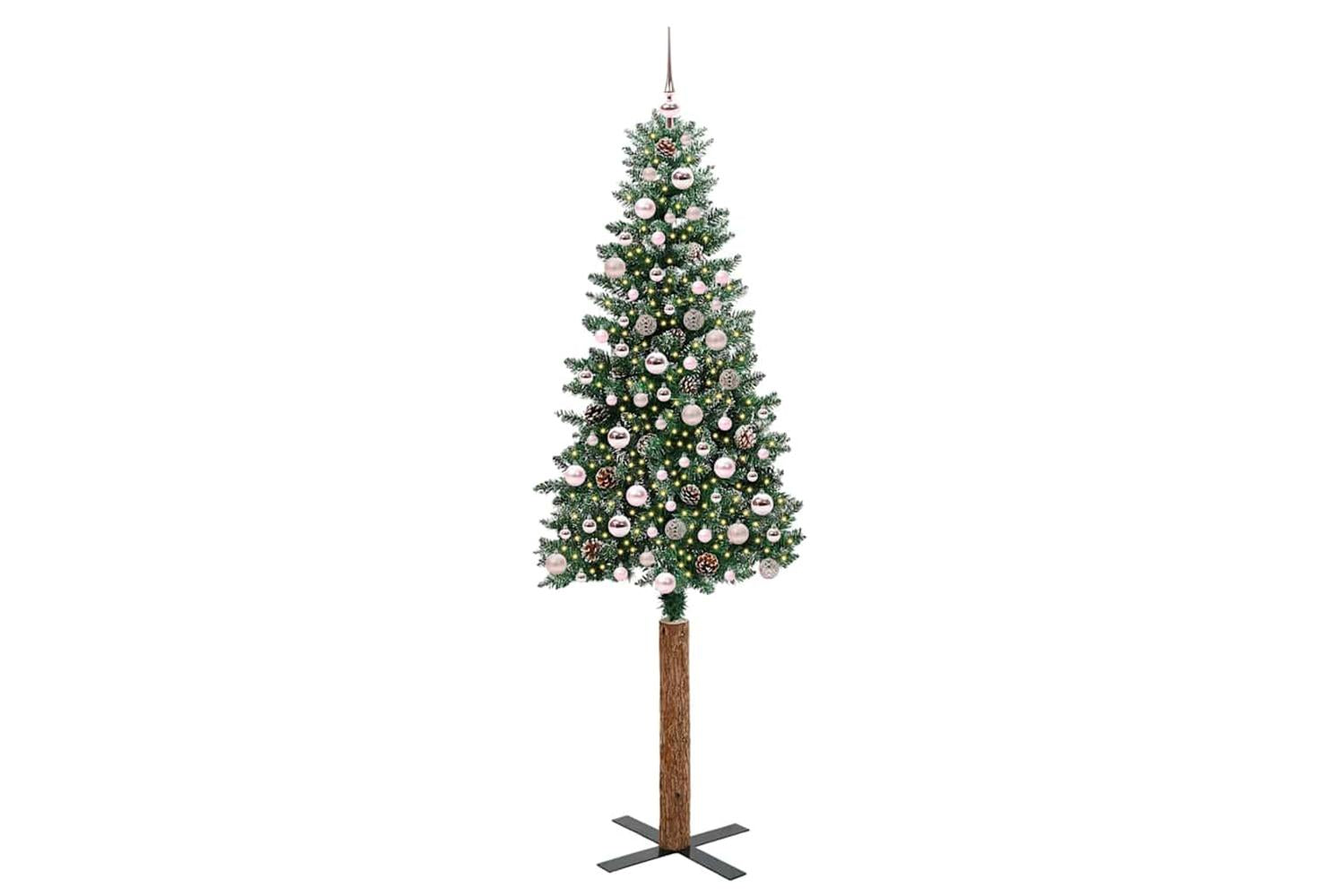 Vidaxl Slim Christmas Tree With 300 Leds Green And White 210 Cm-3