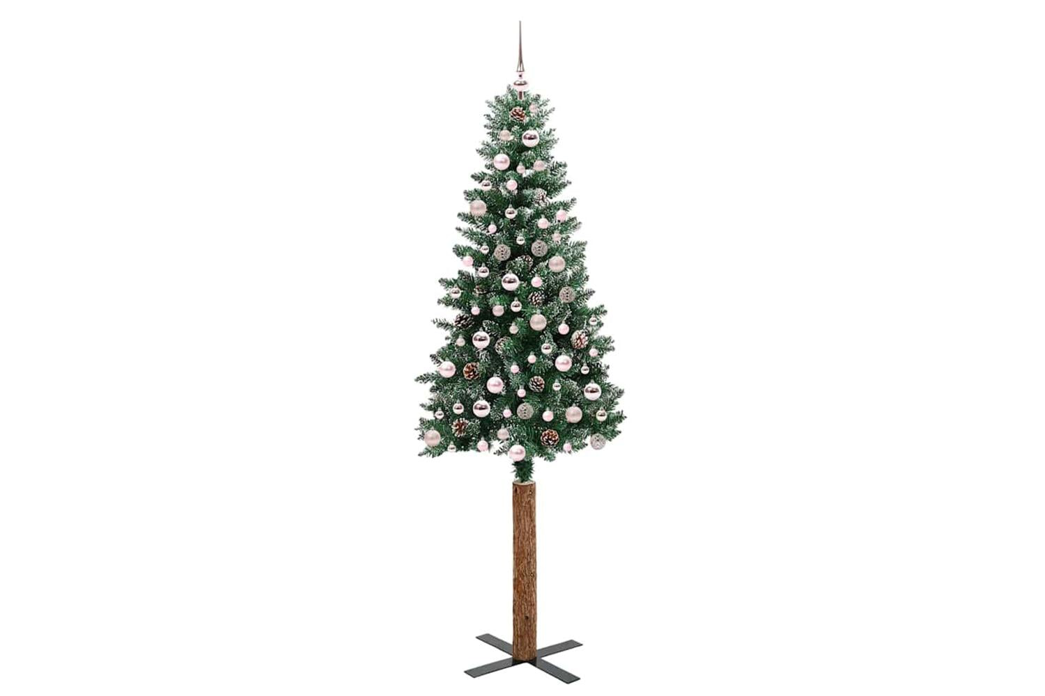 Vidaxl Slim Christmas Tree With 300 Leds Green And White 210 Cm-4