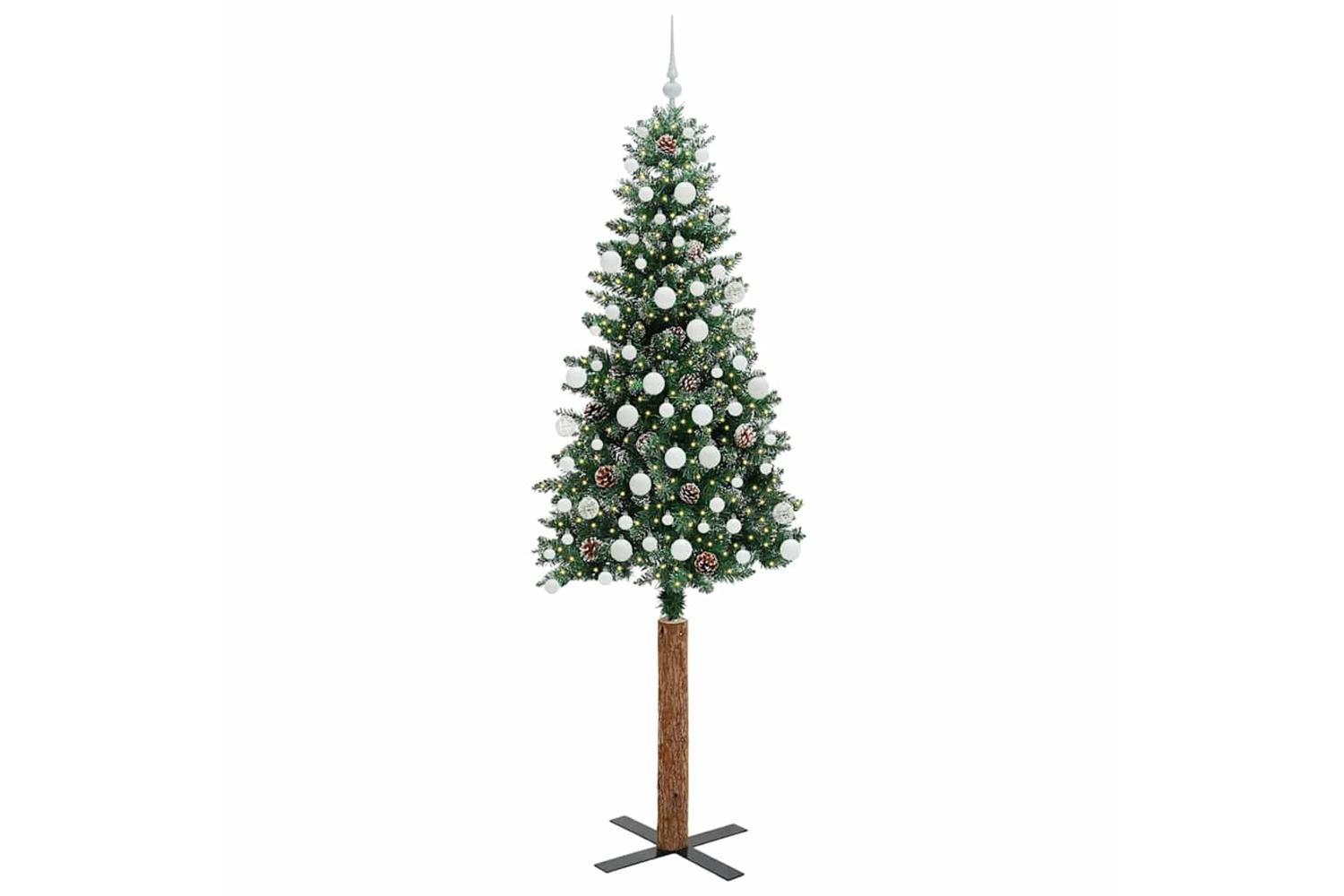 Vidaxl Slim Christmas Tree With 300 Leds Green And White 210 Cm-3