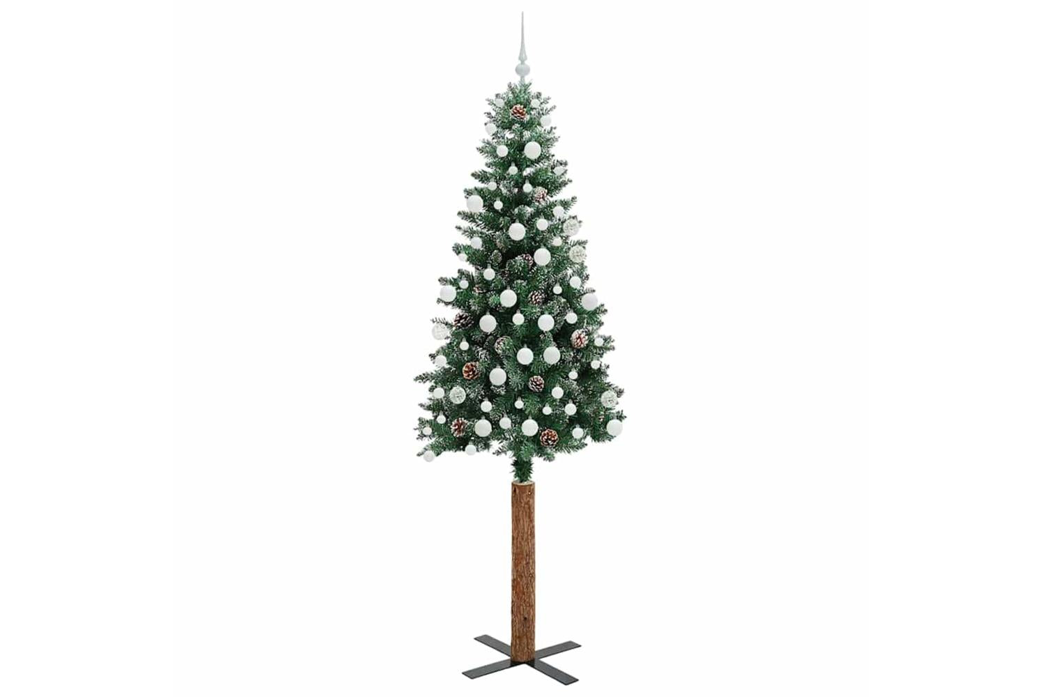 Vidaxl Slim Christmas Tree With 300 Leds Green And White 210 Cm-4
