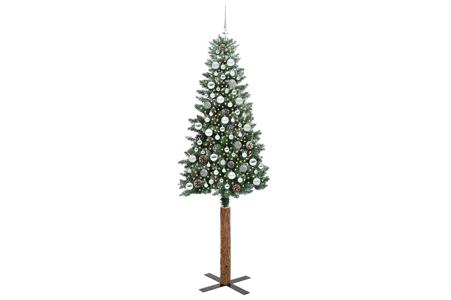Vidaxl Slim Christmas Tree With 300 Leds Green And White 210 Cm-3