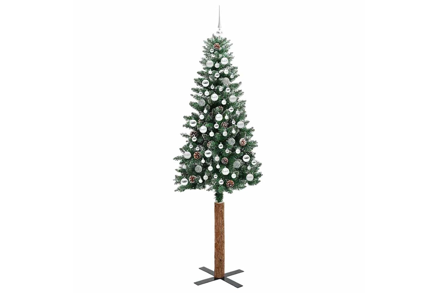 Vidaxl Slim Christmas Tree With 300 Leds Green And White 210 Cm-4