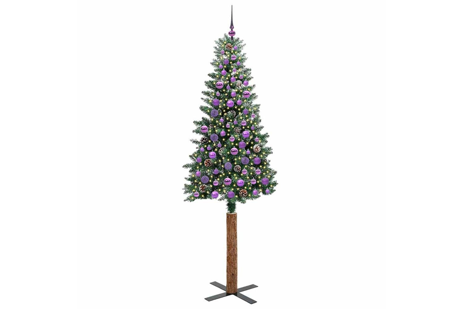 Vidaxl Slim Christmas Tree With 300 Leds Green And White 210 Cm-3