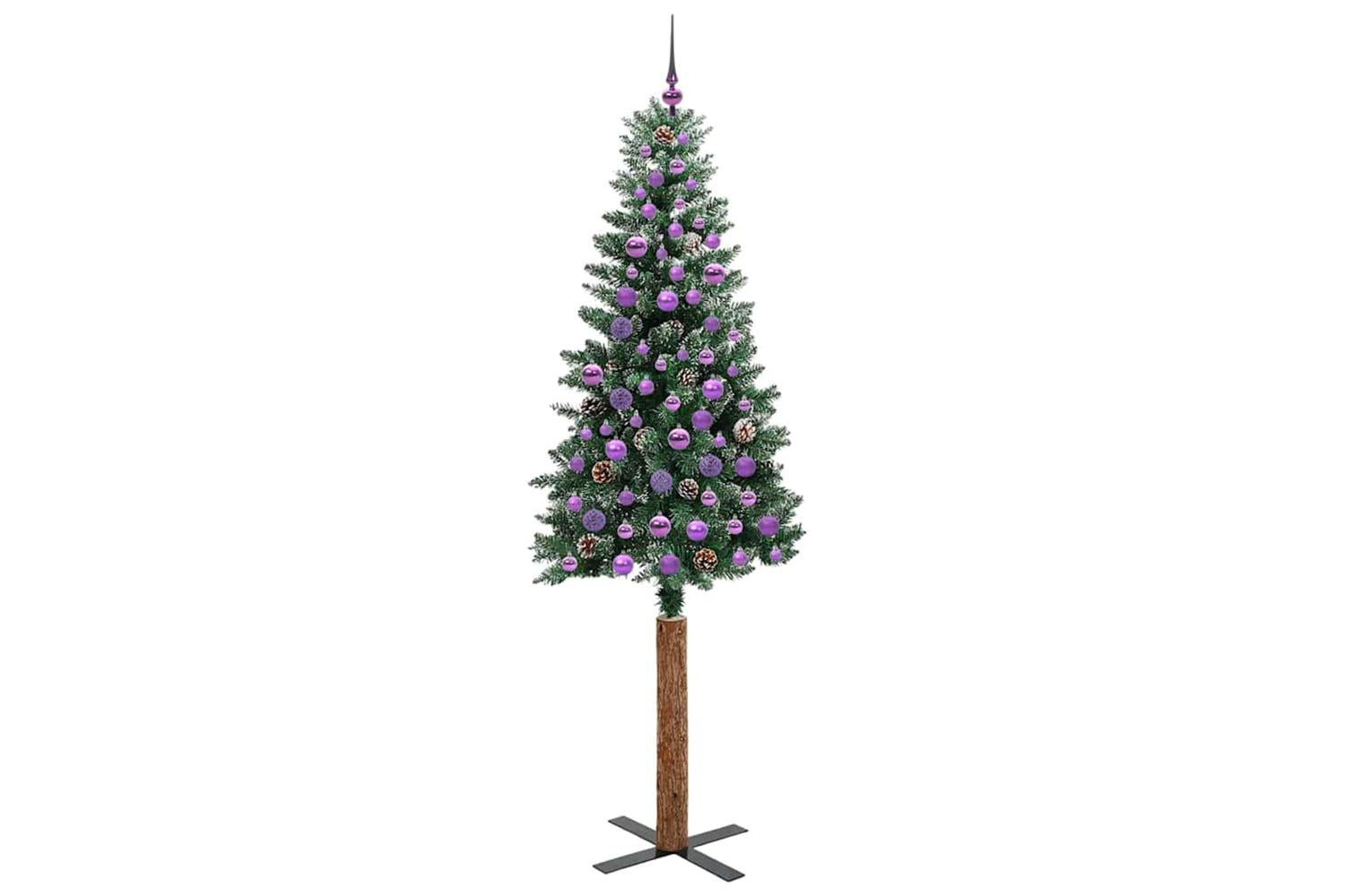 Vidaxl Slim Christmas Tree With 300 Leds Green And White 210 Cm-4