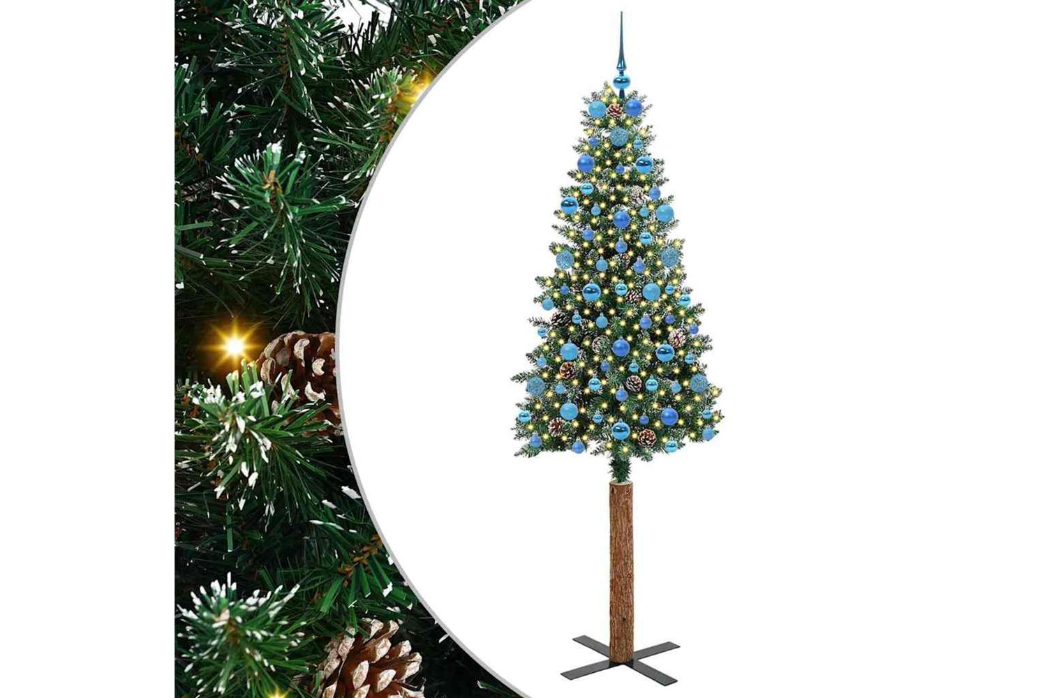 Vidaxl Slim Christmas Tree With 300 Leds Green And White 210 Cm