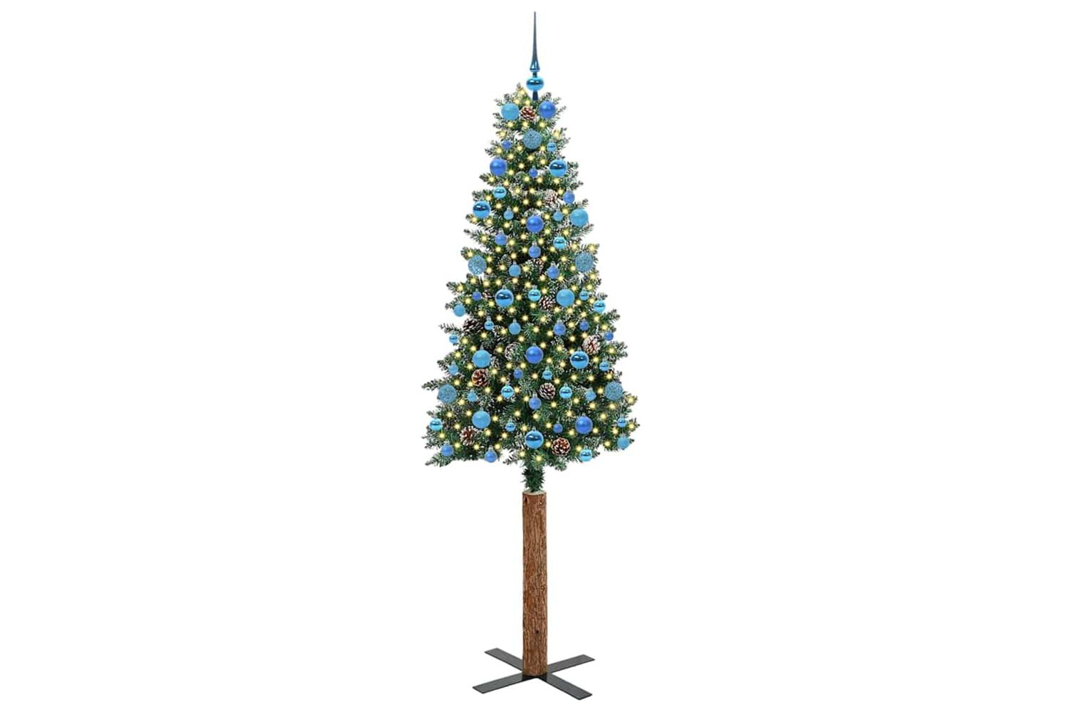 Vidaxl Slim Christmas Tree With 300 Leds Green And White 210 Cm-3