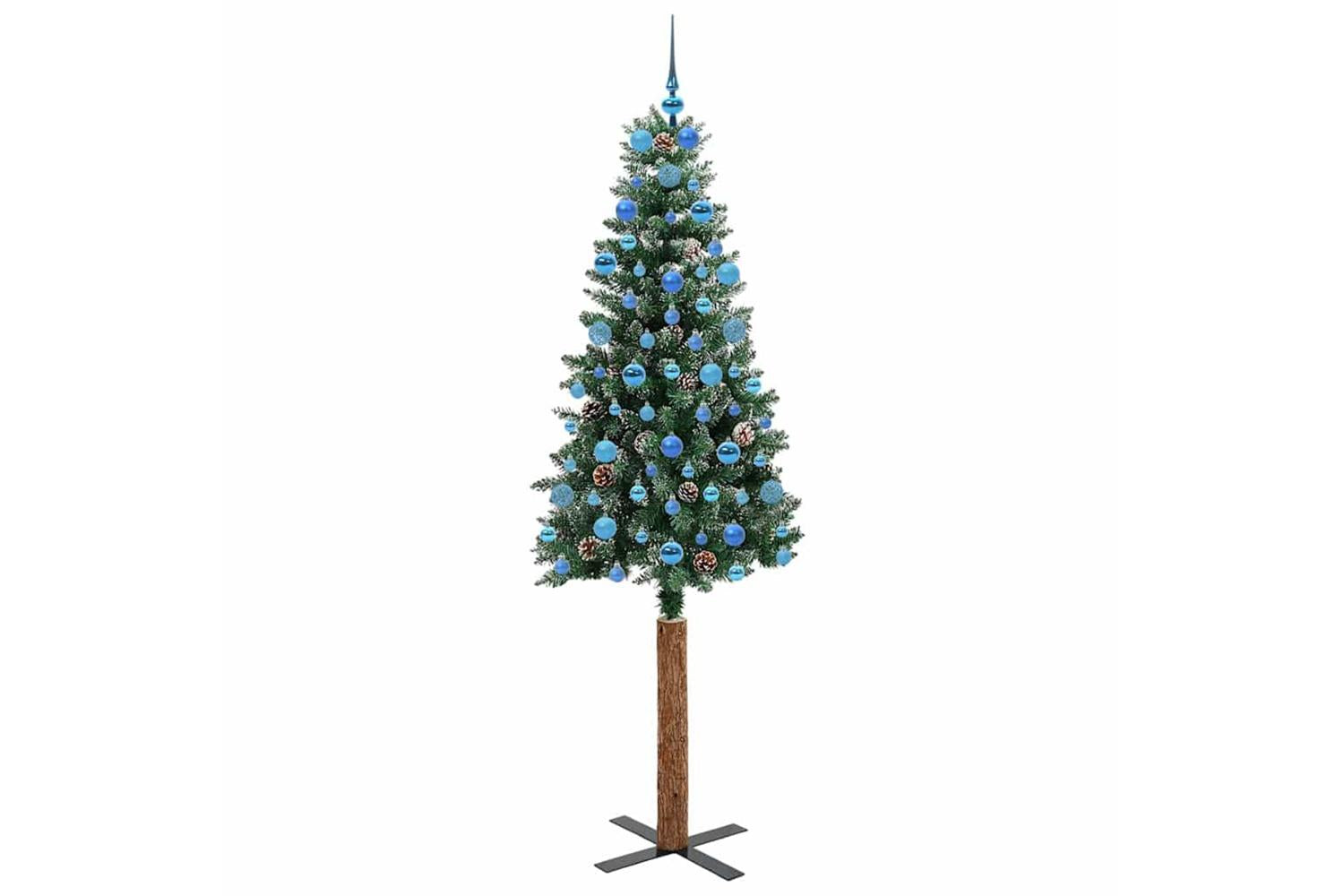 Vidaxl Slim Christmas Tree With 300 Leds Green And White 210 Cm-4