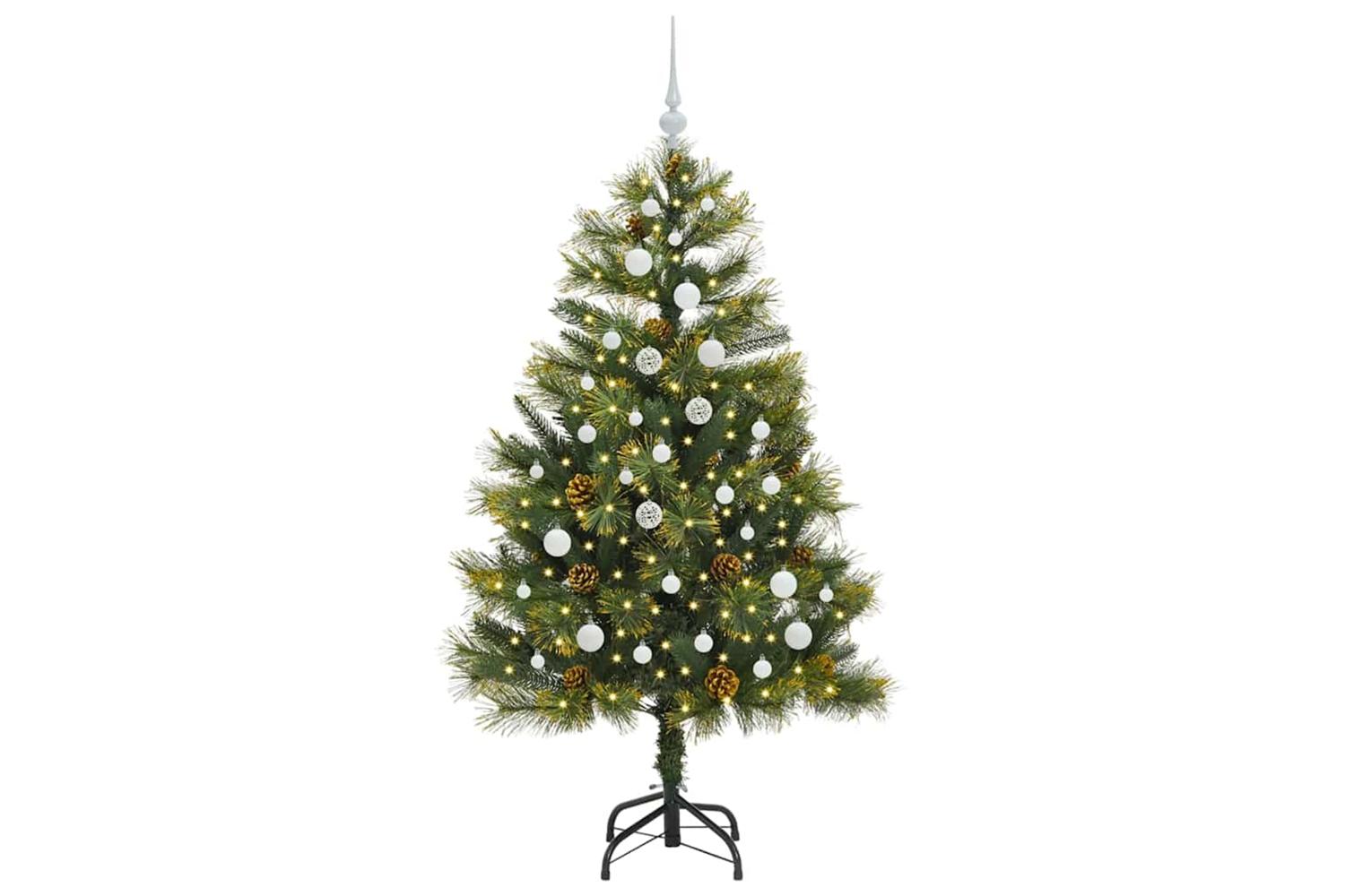 Vidaxl Artificial Hinged Christmas Tree With Cones Green 150 Cm-3
