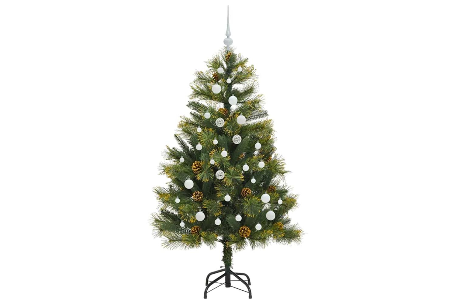 Vidaxl Artificial Hinged Christmas Tree With Cones Green 150 Cm-4