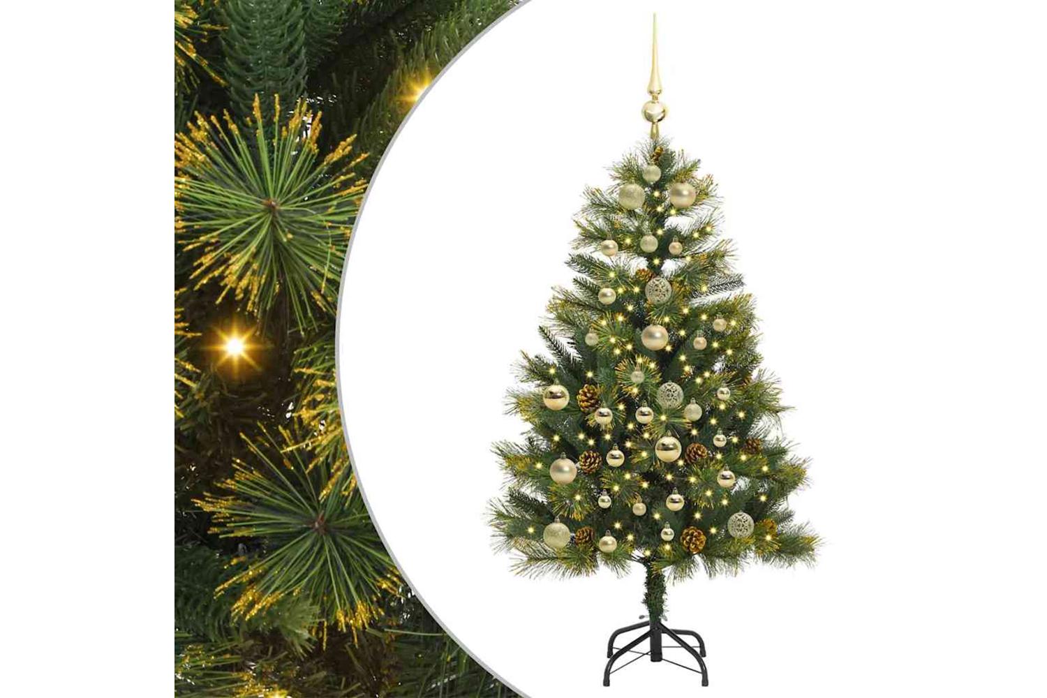 Vidaxl Artificial Hinged Christmas Tree With Cones Green 150 Cm-2