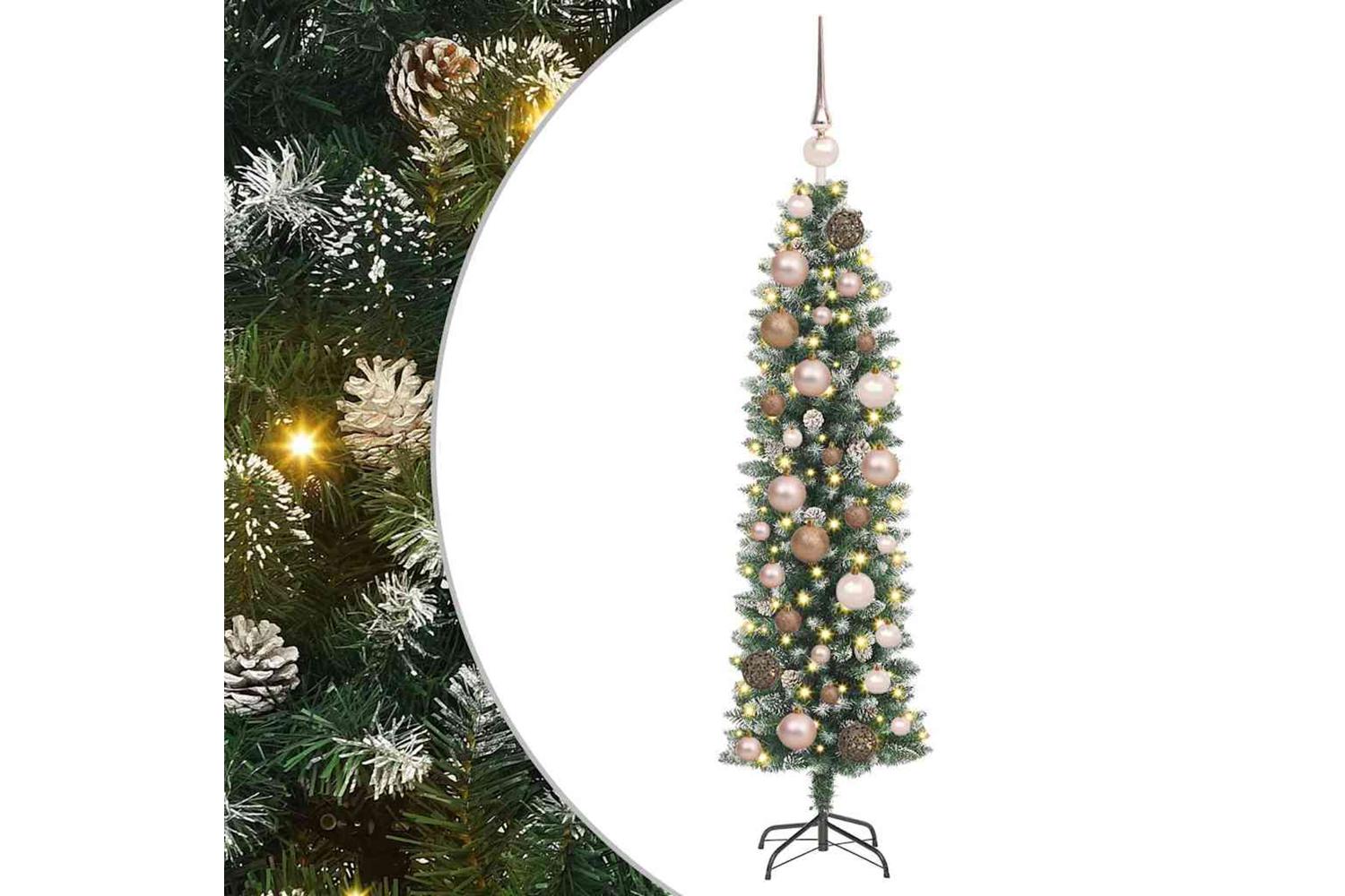 Vidaxl Artificial Slim Christmas Tree With 150 Leds Green 120 Cm-2