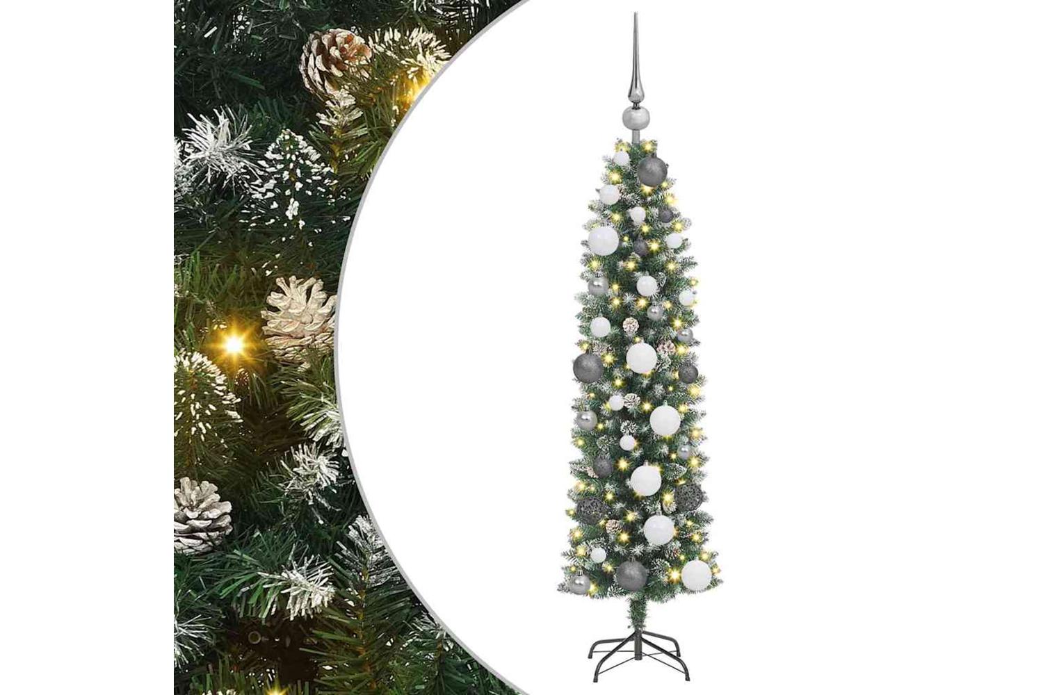 Vidaxl Artificial Slim Christmas Tree With 150 Leds Green 120 Cm-2
