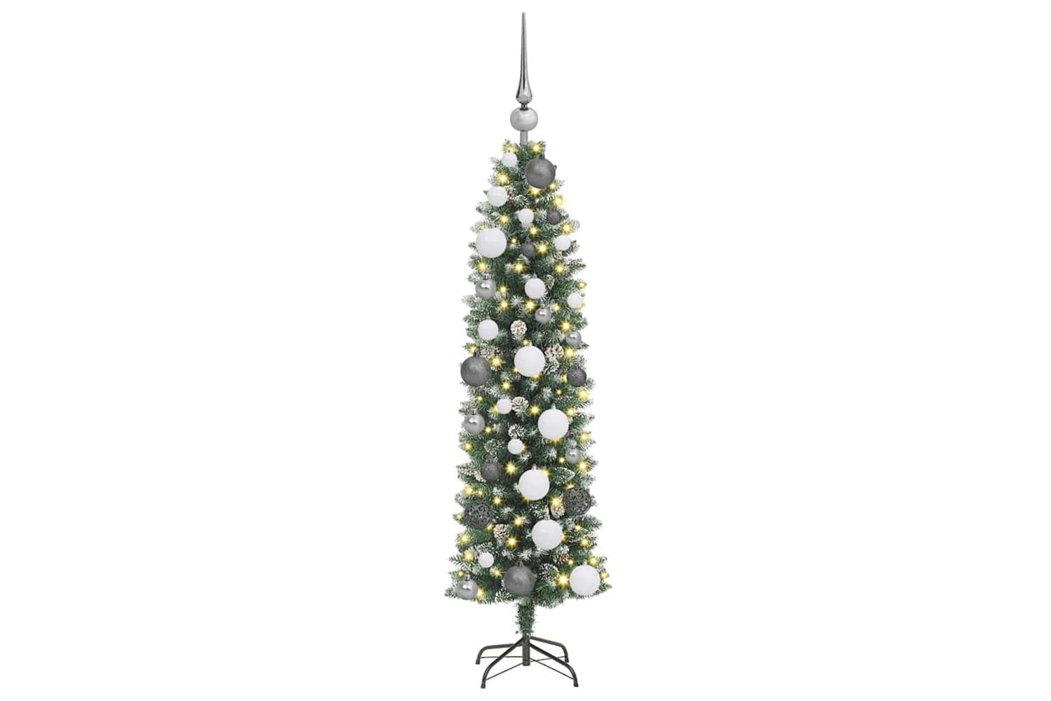 Vidaxl Artificial Slim Christmas Tree With 150 Leds Green 120 Cm-3