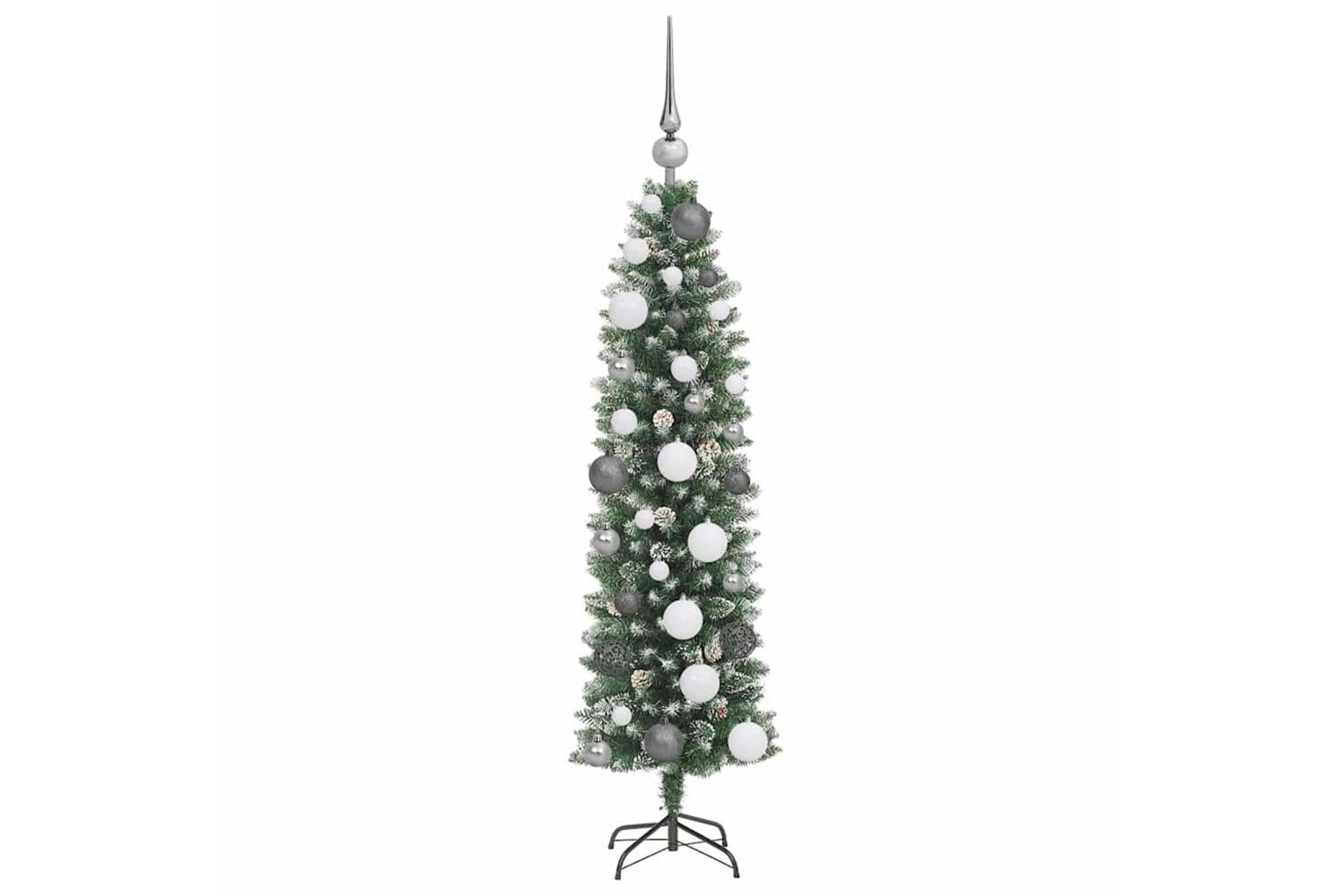 Vidaxl Artificial Slim Christmas Tree With 150 Leds Green 120 Cm-4