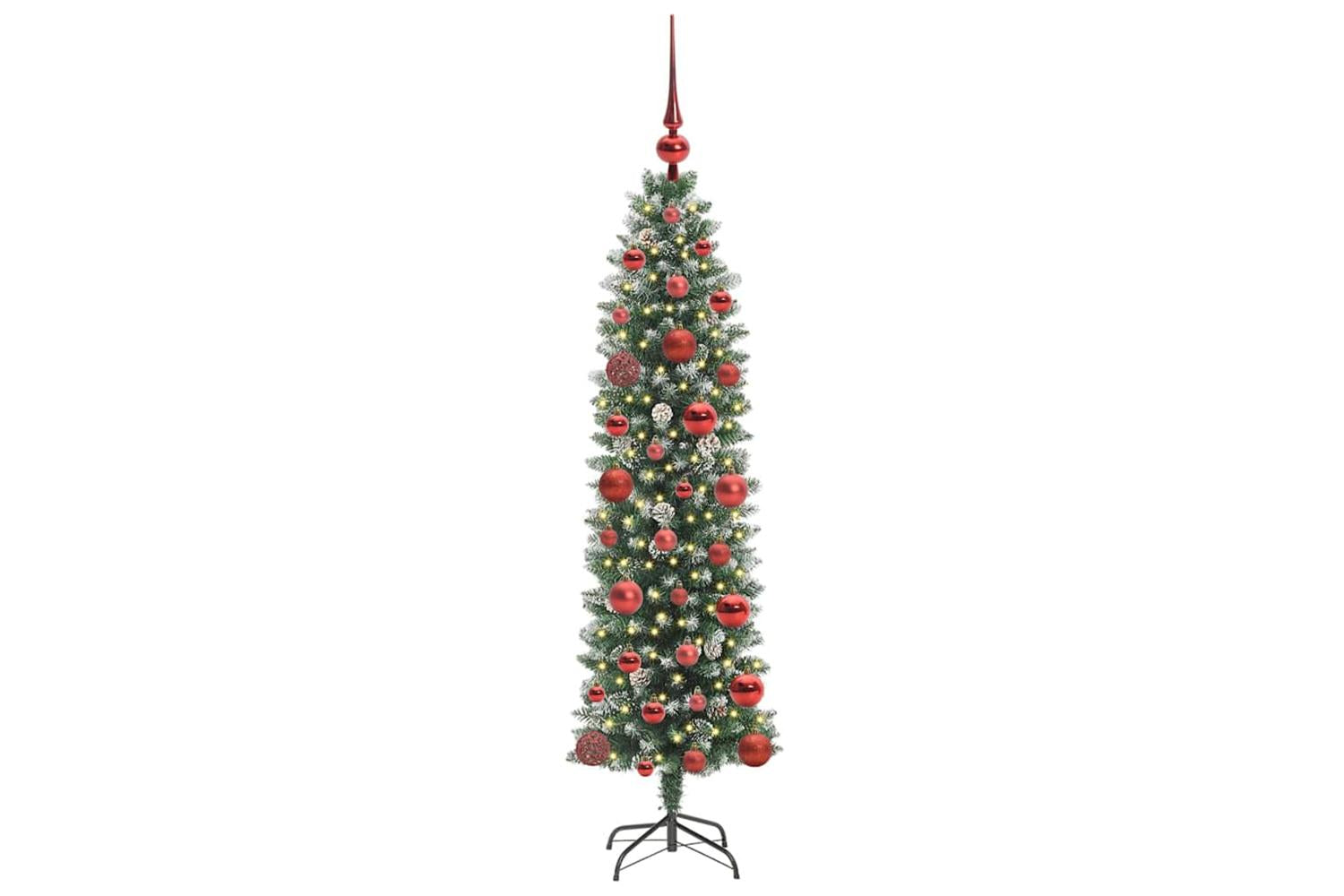 Vidaxl Artificial Slim Christmas Tree Green And White 120 Cm-3