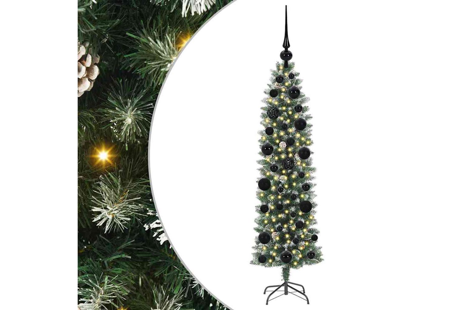 Vidaxl Artificial Slim Christmas Tree Green And White 120 Cm-2