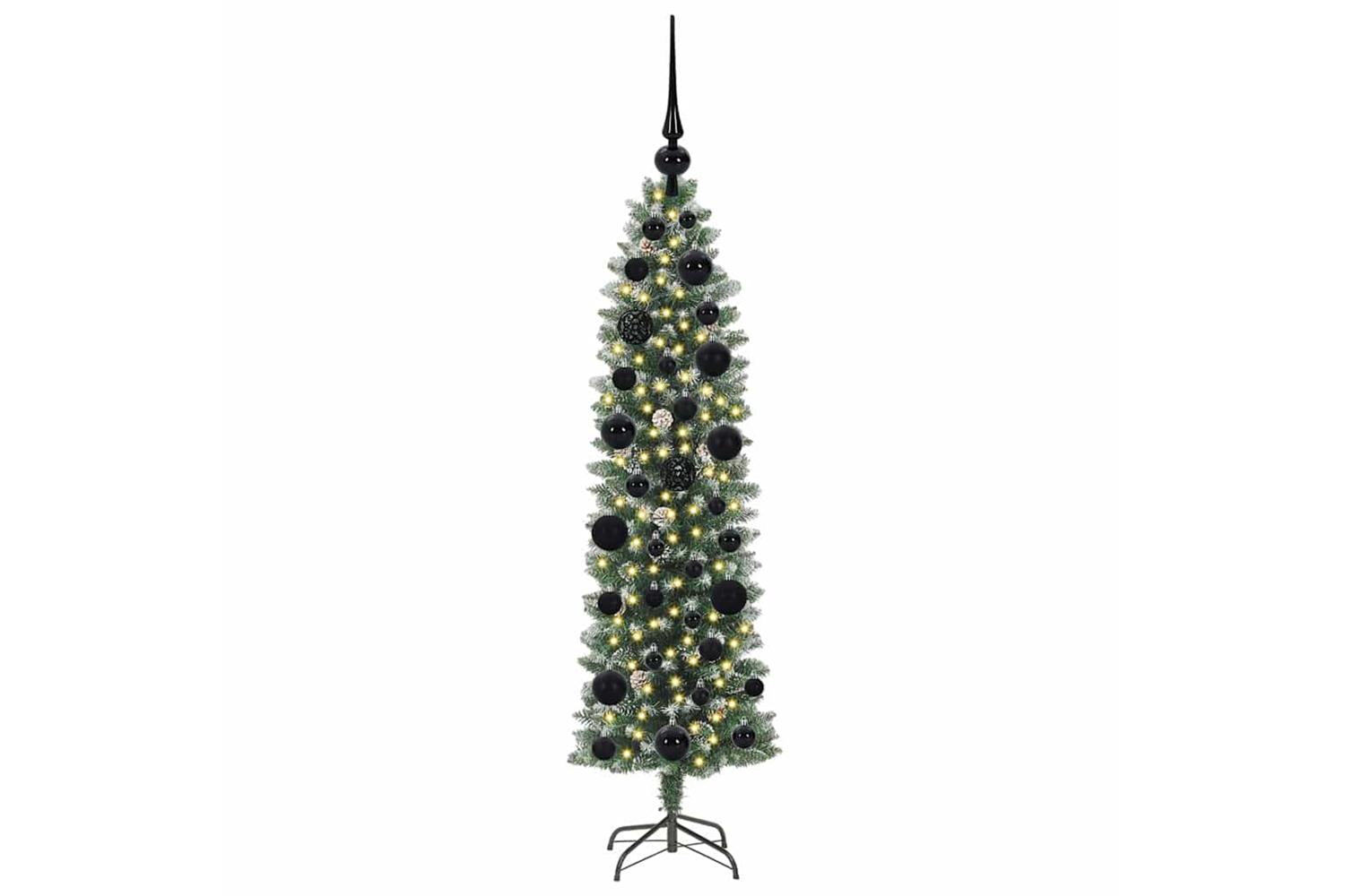 Vidaxl Artificial Slim Christmas Tree Green And White 120 Cm-3