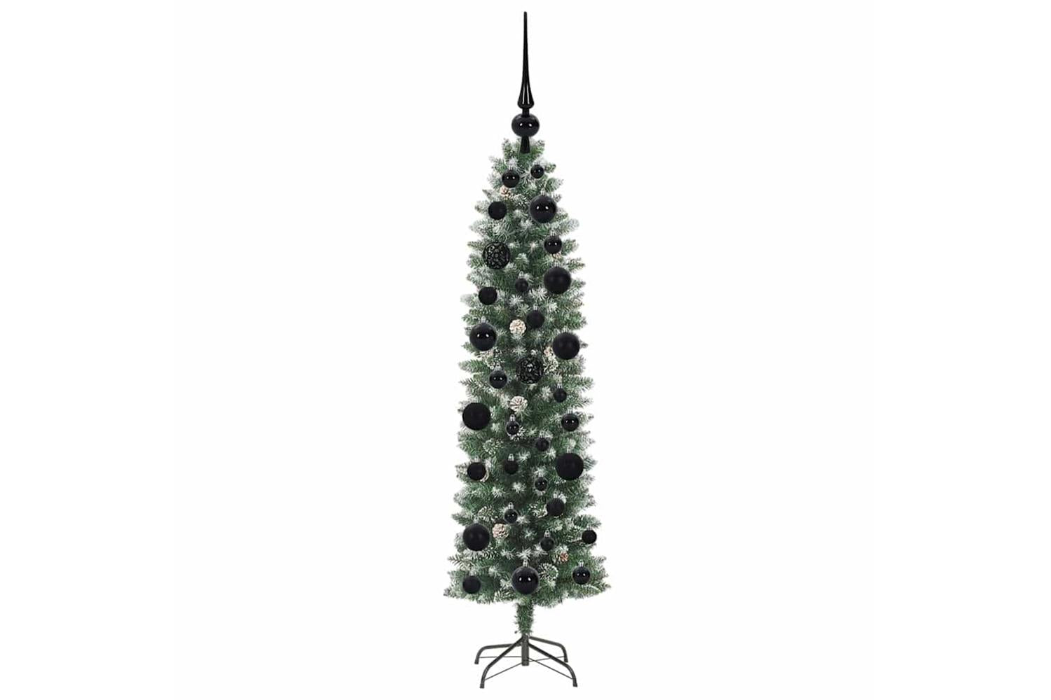 Vidaxl Artificial Slim Christmas Tree Green And White 120 Cm-4