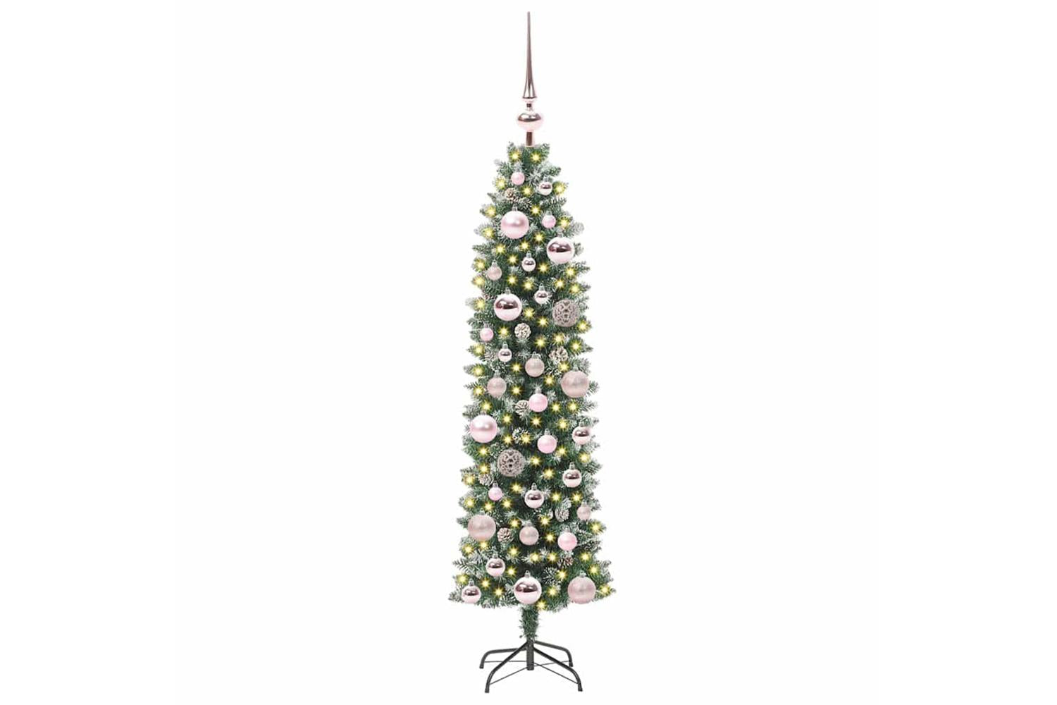 Vidaxl Artificial Slim Christmas Tree Green And White 120 Cm-3