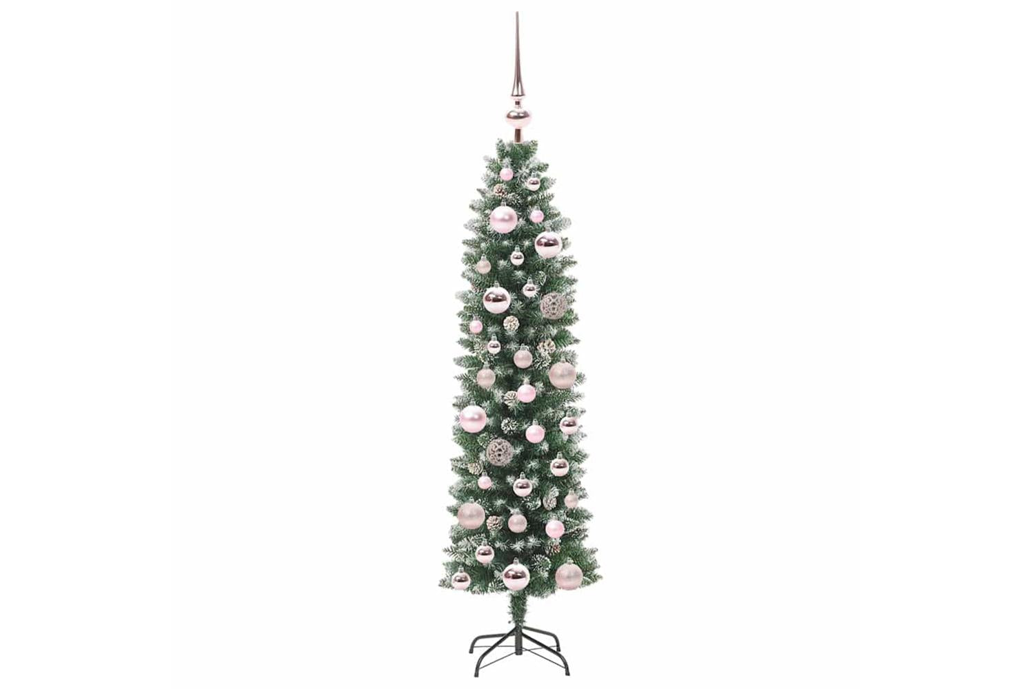 Vidaxl Artificial Slim Christmas Tree Green And White 120 Cm-4