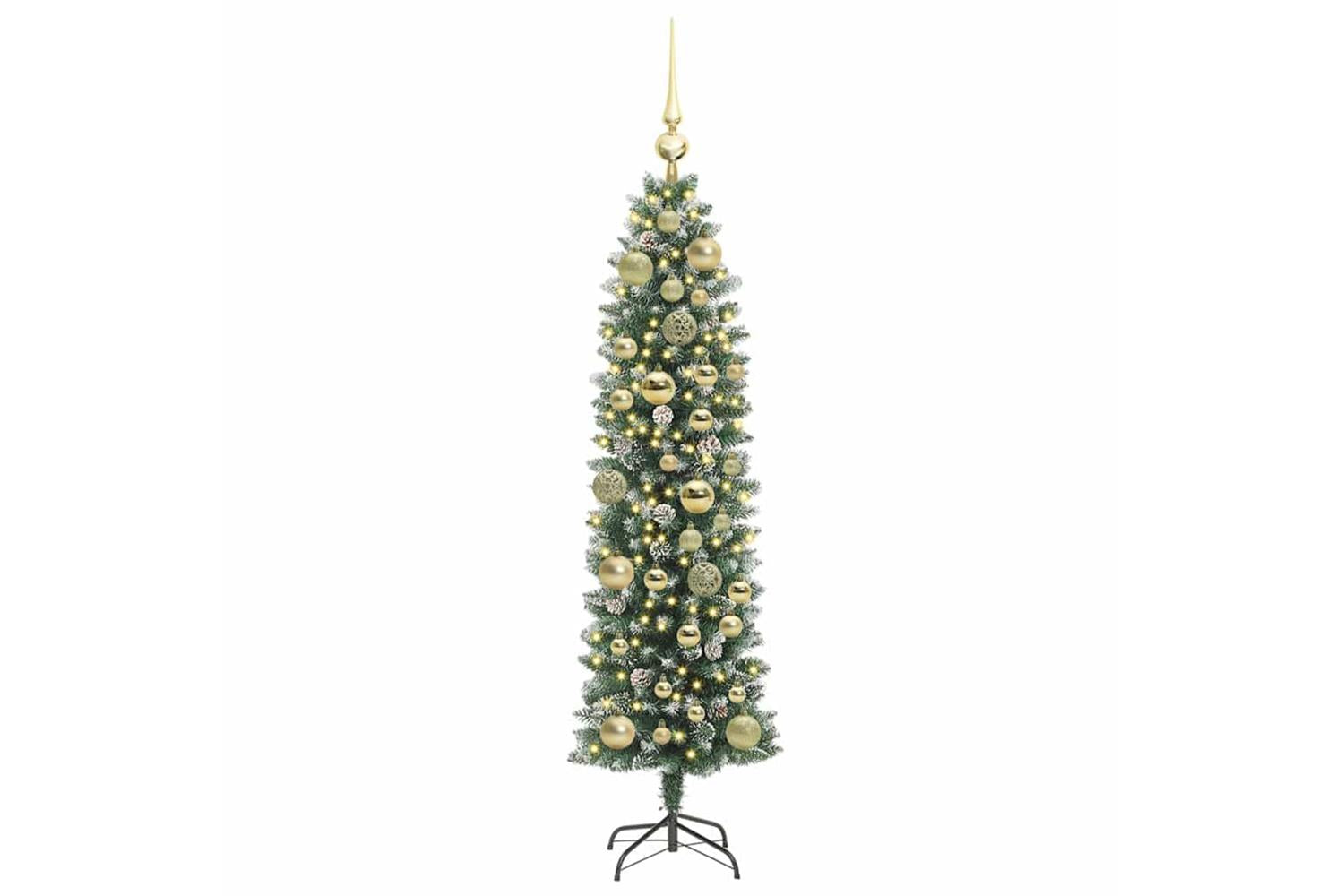 Vidaxl Artificial Slim Christmas Tree Green And White 120 Cm-3