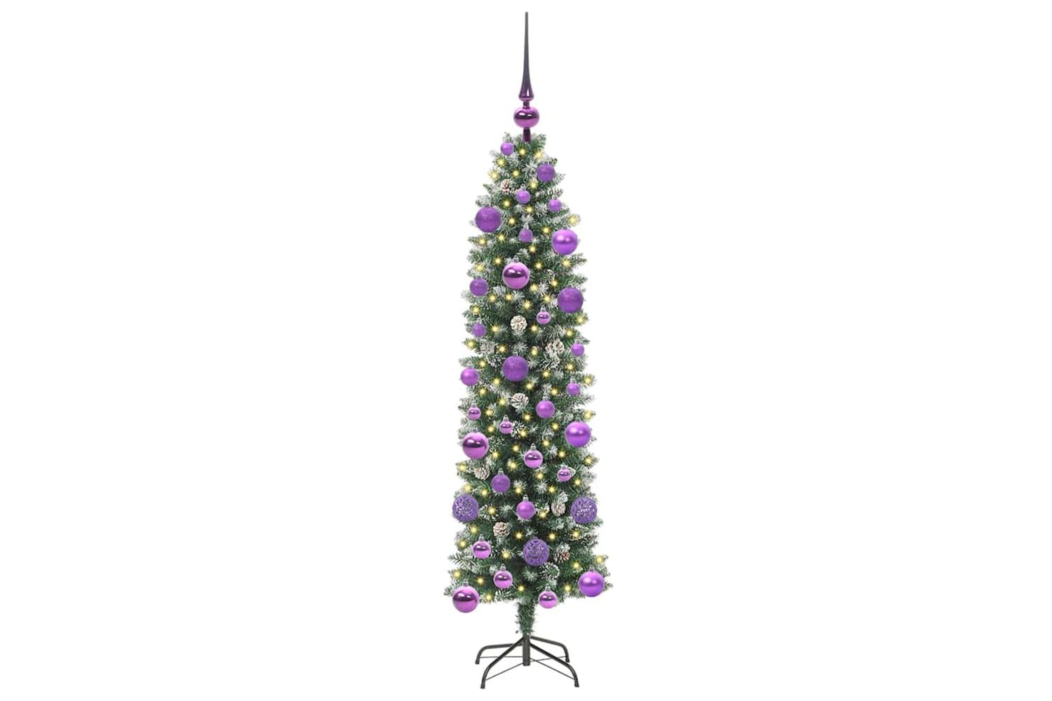 Vidaxl Artificial Slim Christmas Tree Green And White 120 Cm-5