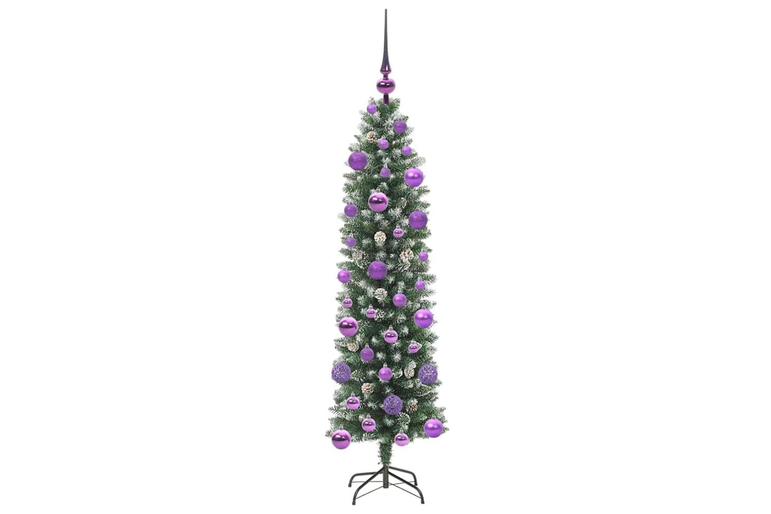 Vidaxl Artificial Slim Christmas Tree Green And White 120 Cm-7