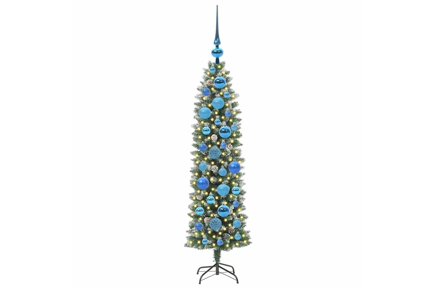 Vidaxl Artificial Slim Christmas Tree Green And White 120 Cm-3