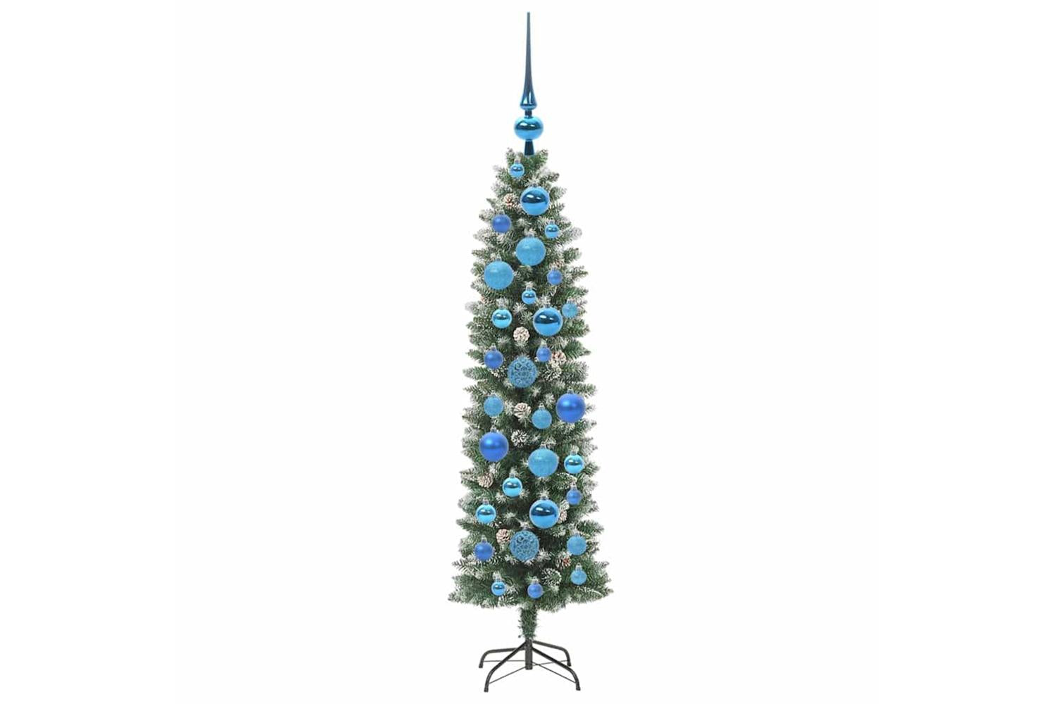 Vidaxl Artificial Slim Christmas Tree Green And White 120 Cm-4