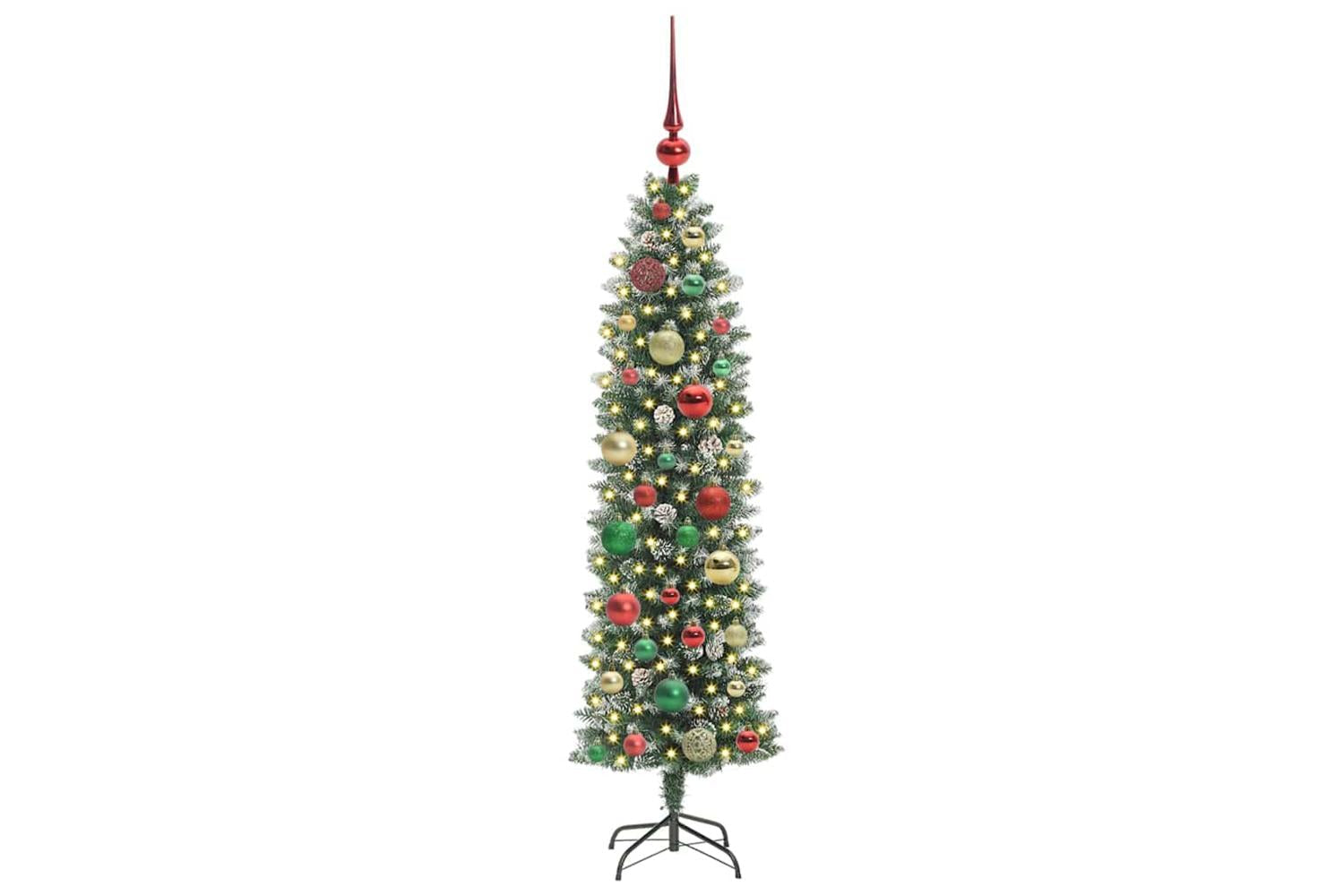 Vidaxl Artificial Slim Christmas Tree Green And White 120 Cm-3
