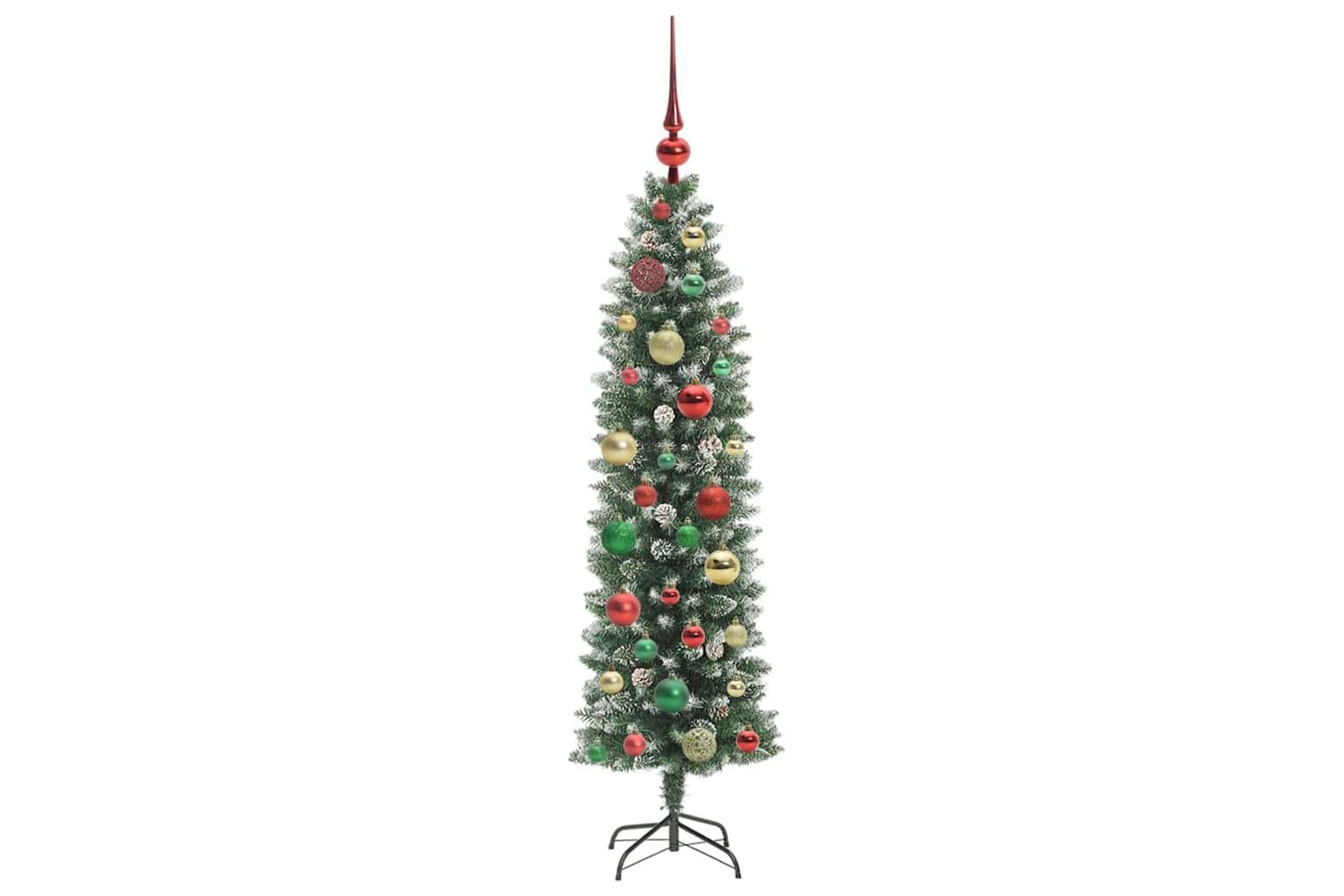 Vidaxl Artificial Slim Christmas Tree Green And White 120 Cm-6