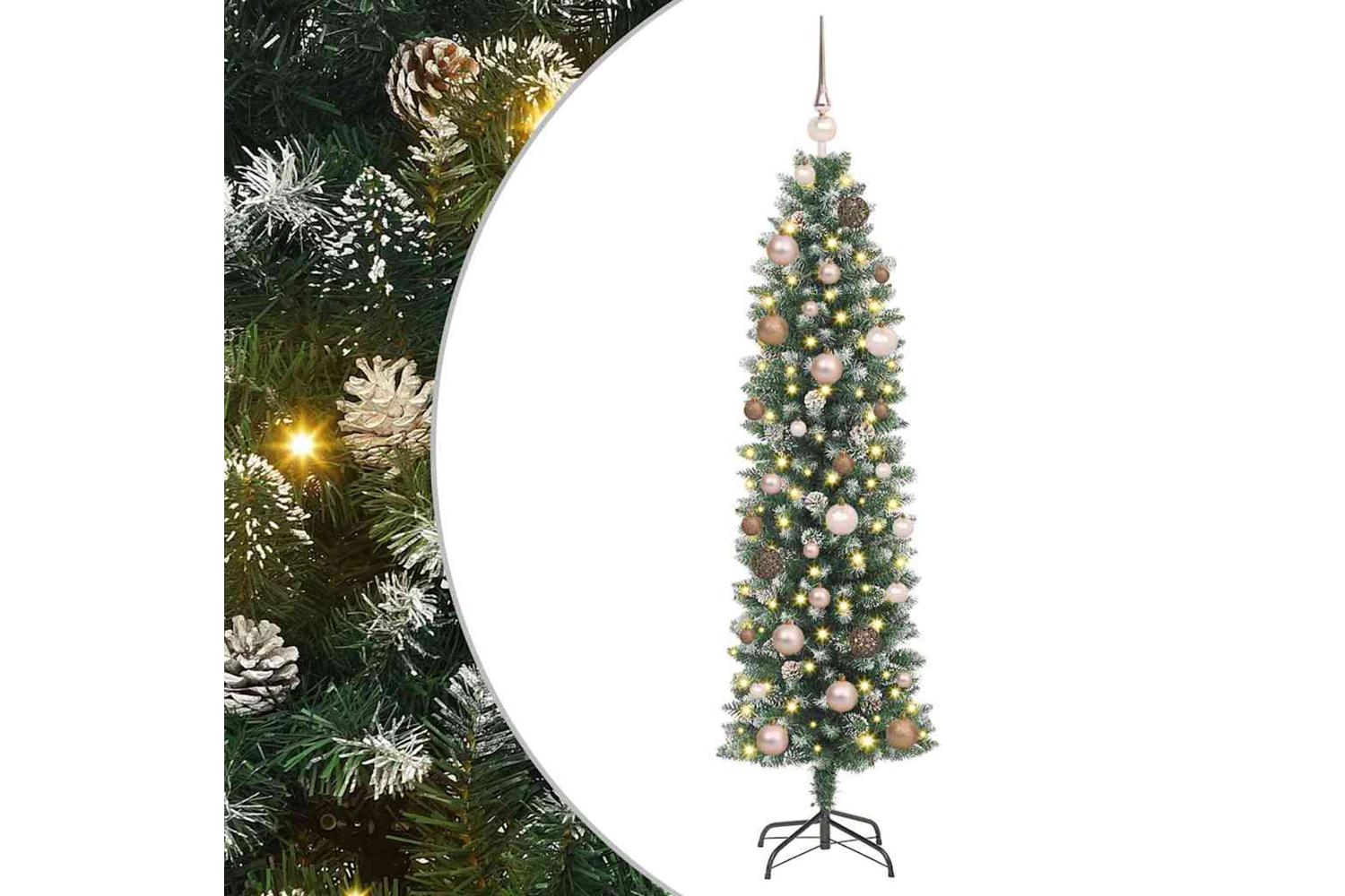 Vidaxl Artificial Slim Christmas Tree With 150 Leds Green 150 Cm