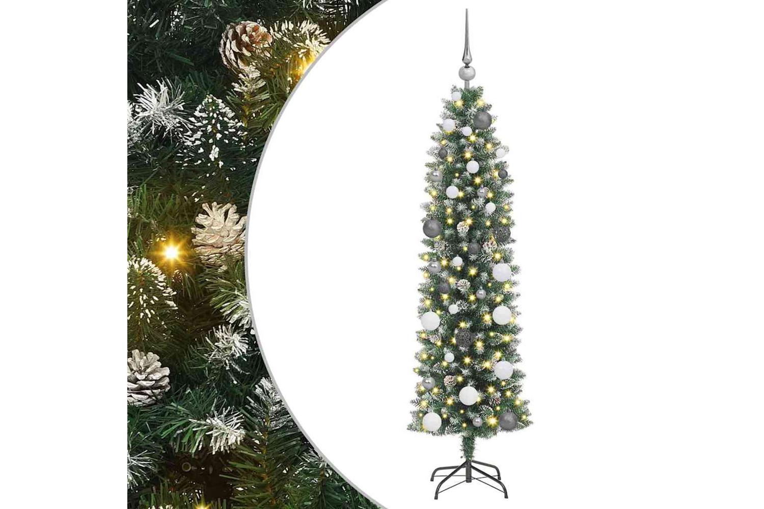 Vidaxl Artificial Slim Christmas Tree With 150 Leds Green 150 Cm-2