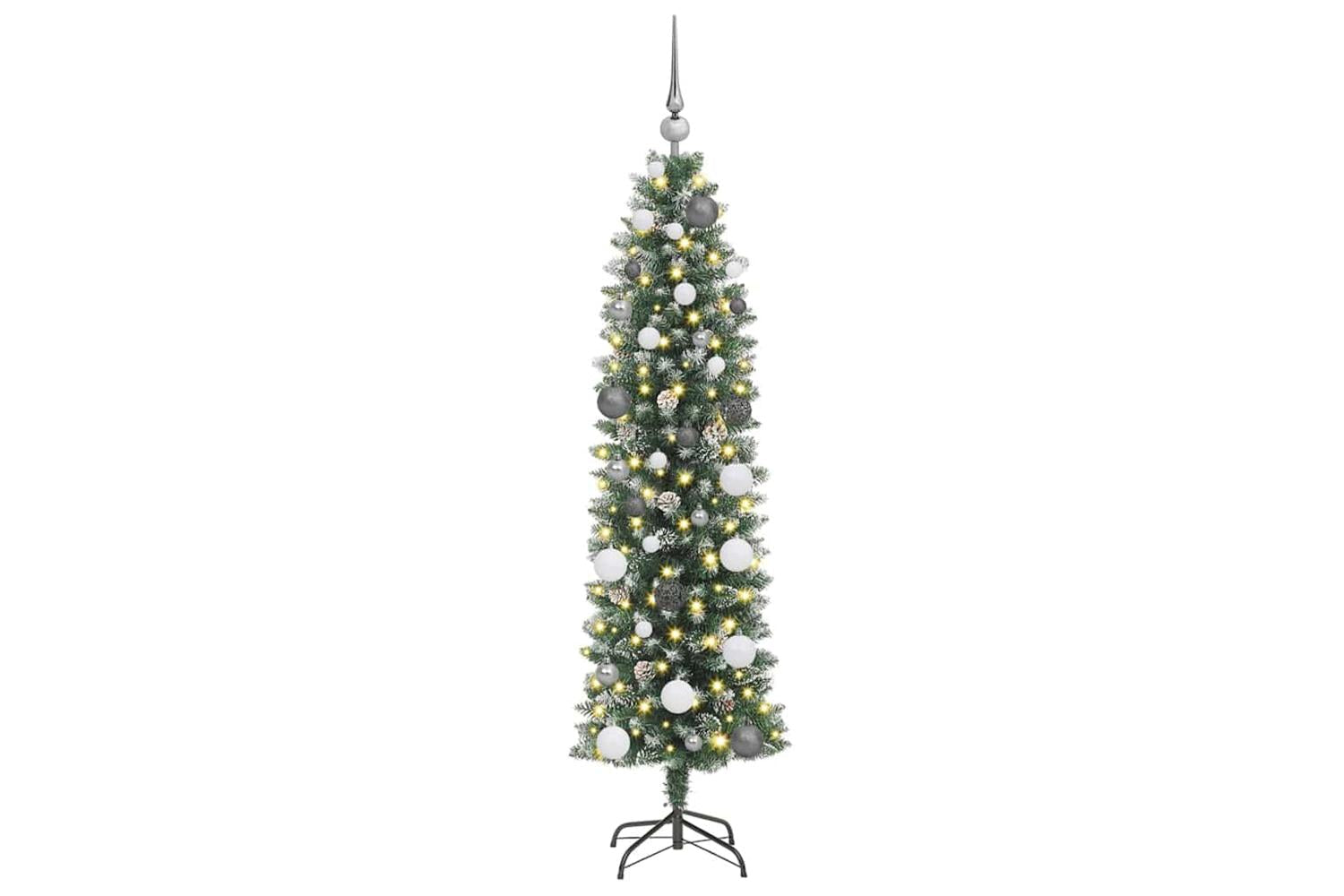 Vidaxl Artificial Slim Christmas Tree With 150 Leds Green 150 Cm-3