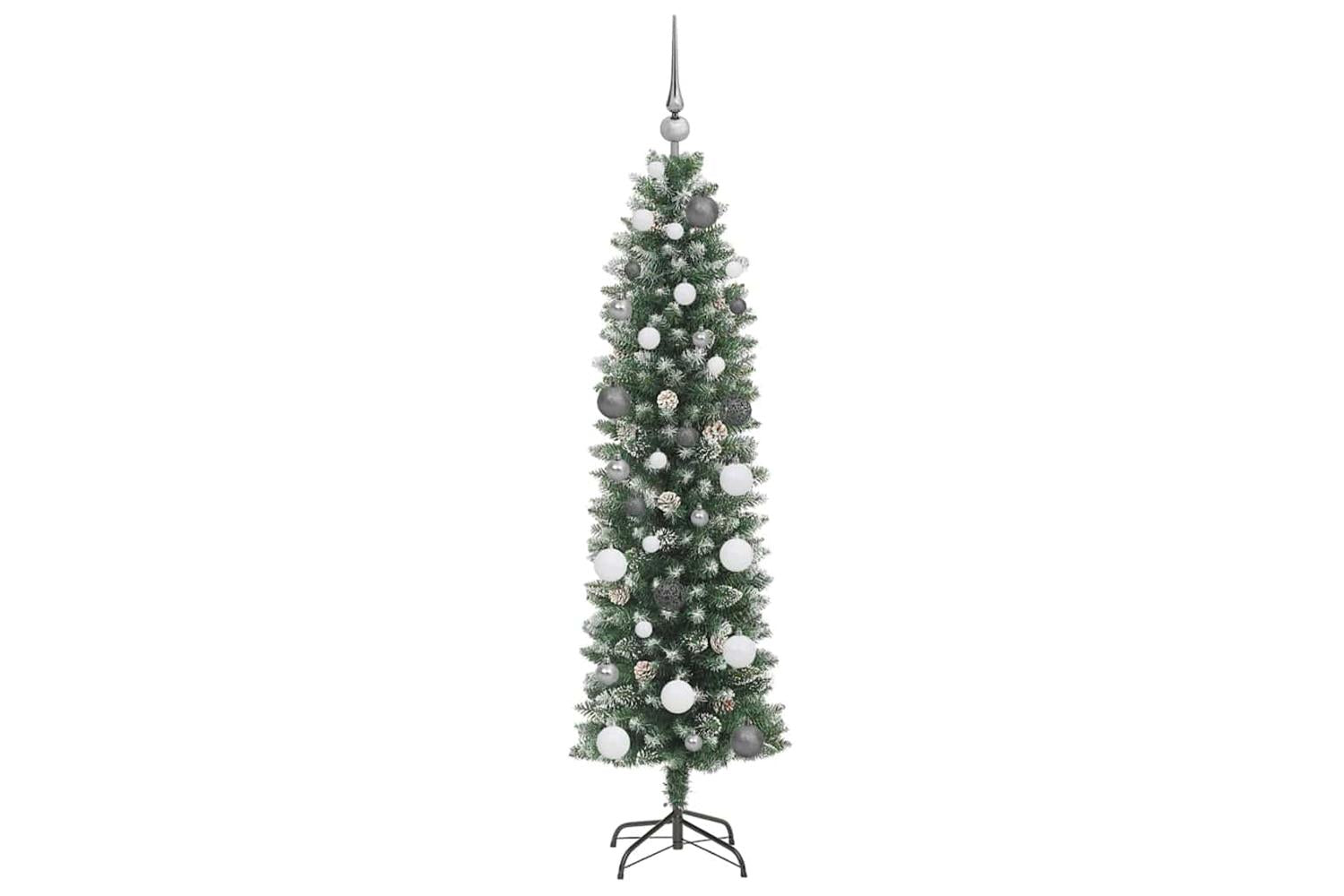 Vidaxl Artificial Slim Christmas Tree With 150 Leds Green 150 Cm-4