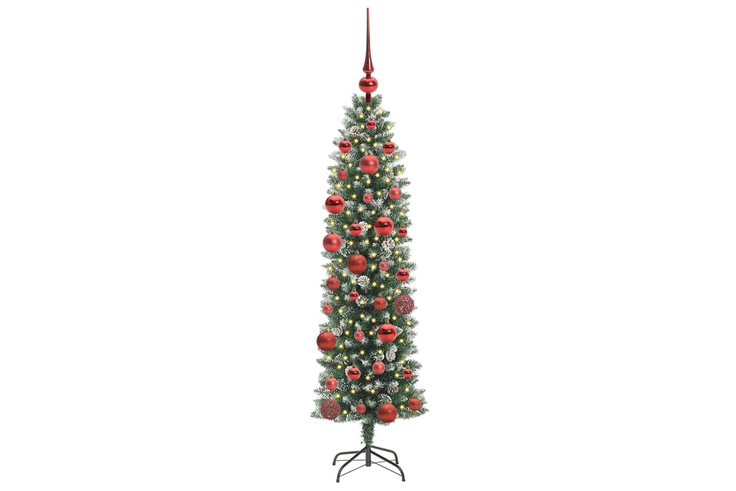Vidaxl Artificial Slim Christmas Tree Green And White 150 Cm-3