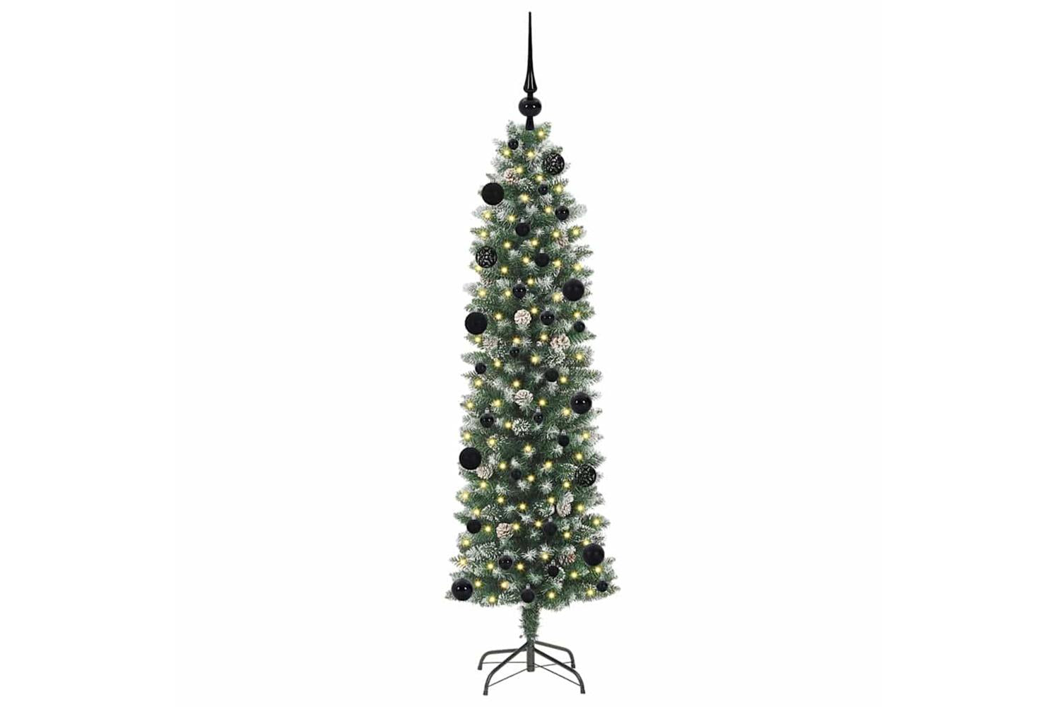 Vidaxl Artificial Slim Christmas Tree Green And White 150 Cm-3