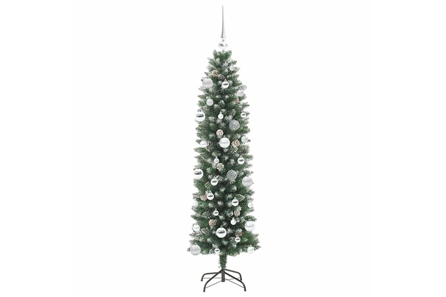 Vidaxl Artificial Slim Christmas Tree Green And White 150 Cm-4