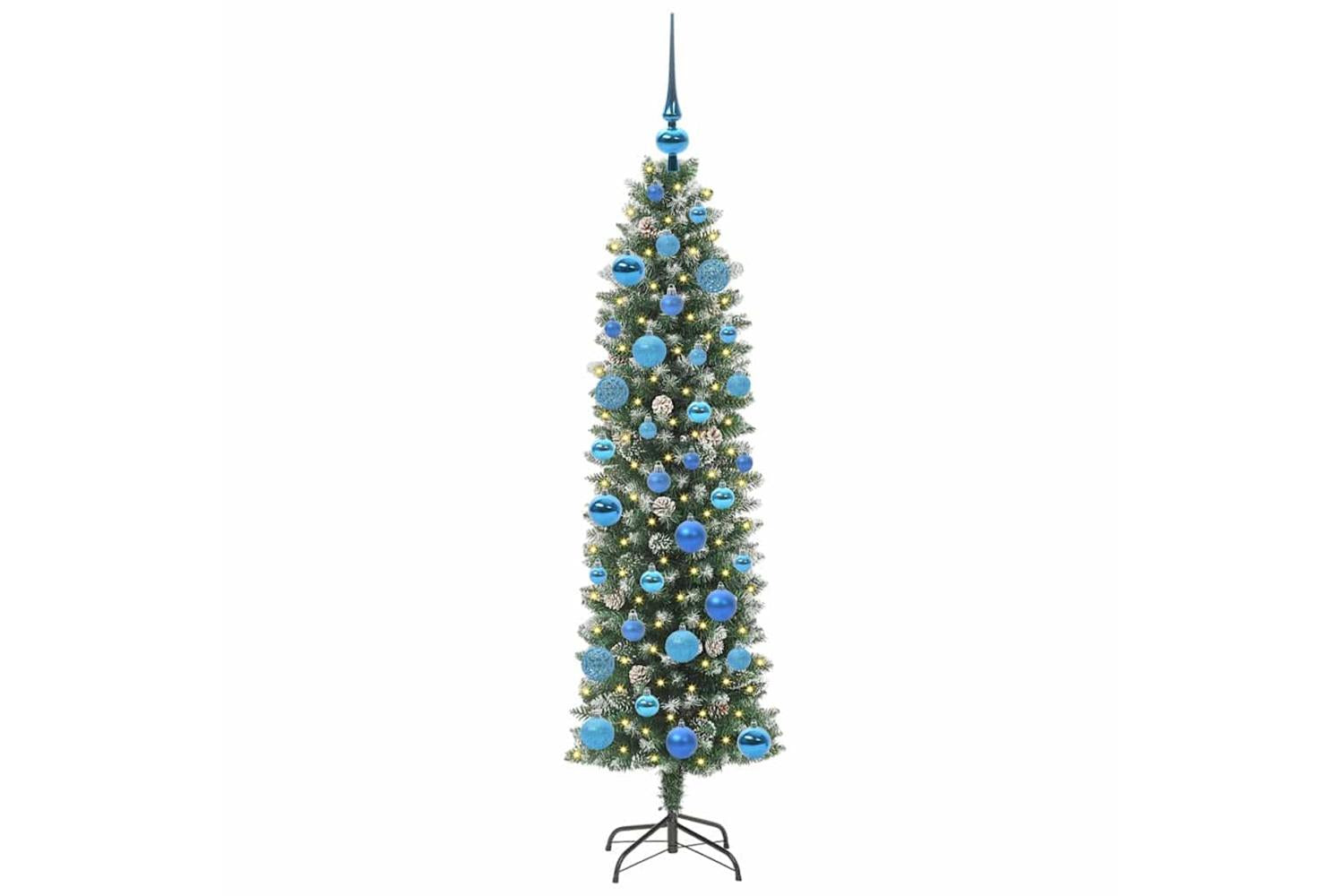 Vidaxl Artificial Slim Christmas Tree Green And White 150 Cm-3