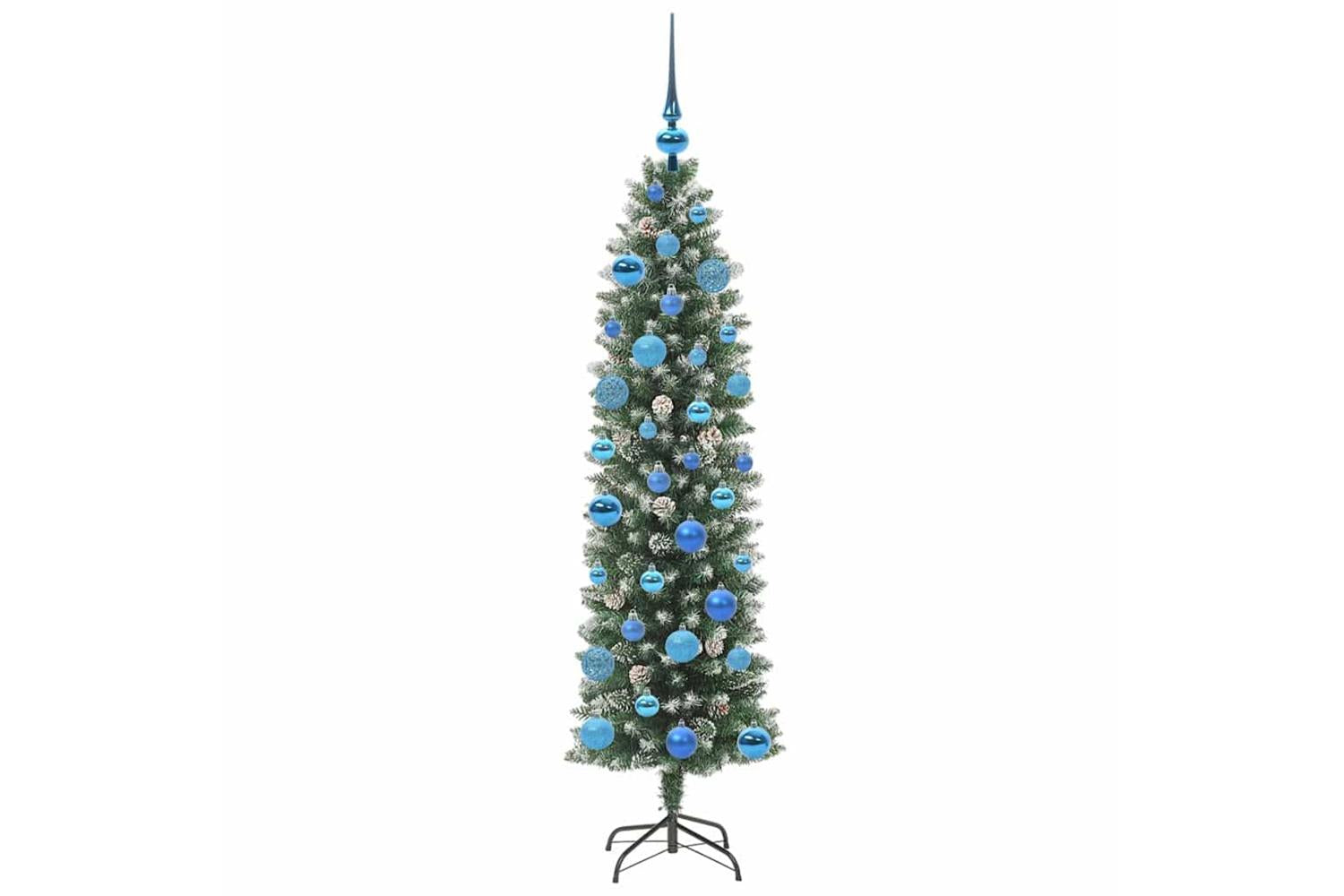 Vidaxl Artificial Slim Christmas Tree Green And White 150 Cm-4