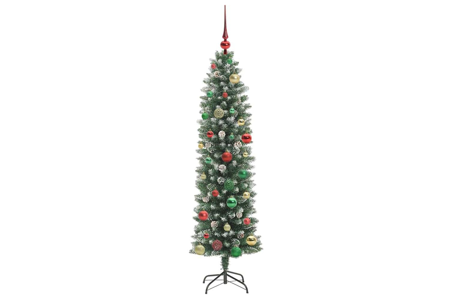Vidaxl Artificial Slim Christmas Tree Green And White 150 Cm-6