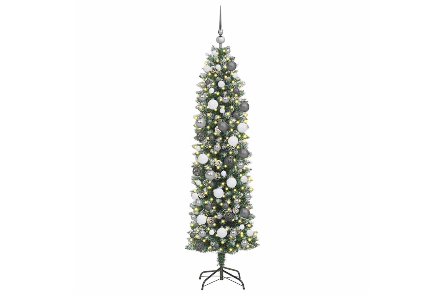 Vidaxl Artificial Slim Christmas Tree With 300 Leds Green 180 Cm-3