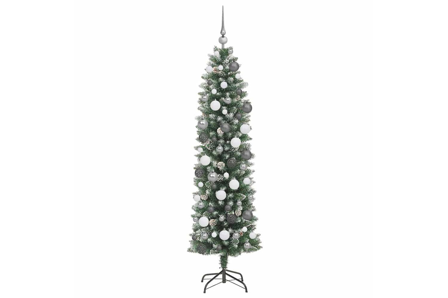 Vidaxl Artificial Slim Christmas Tree With 300 Leds Green 180 Cm-4