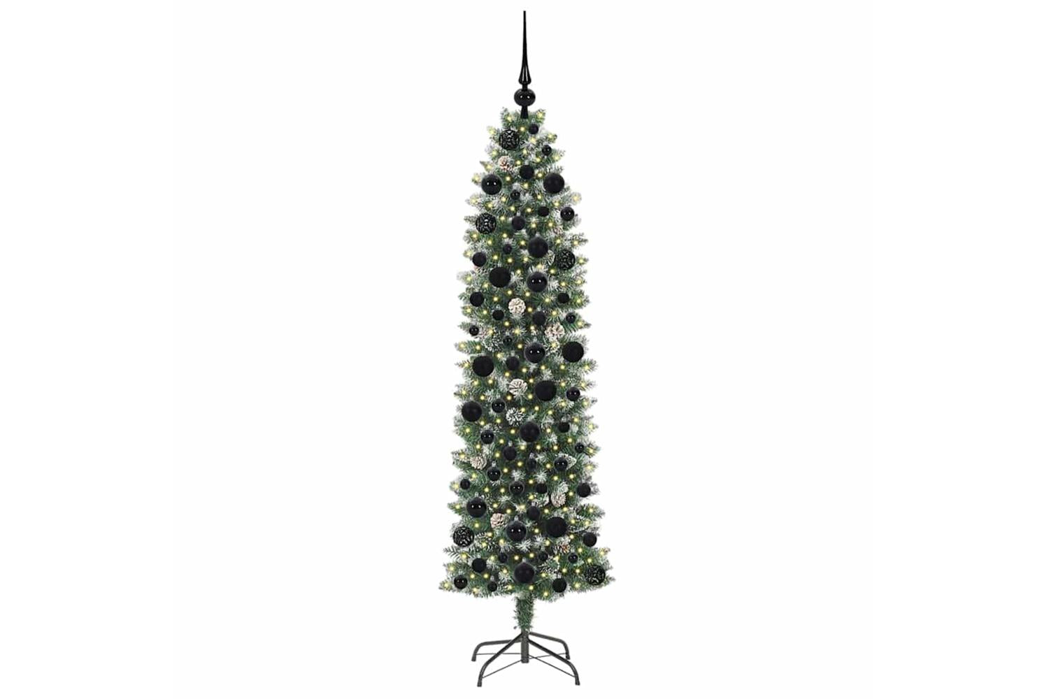 Vidaxl Artificial Slim Christmas Tree Green And White 180 Cm-3